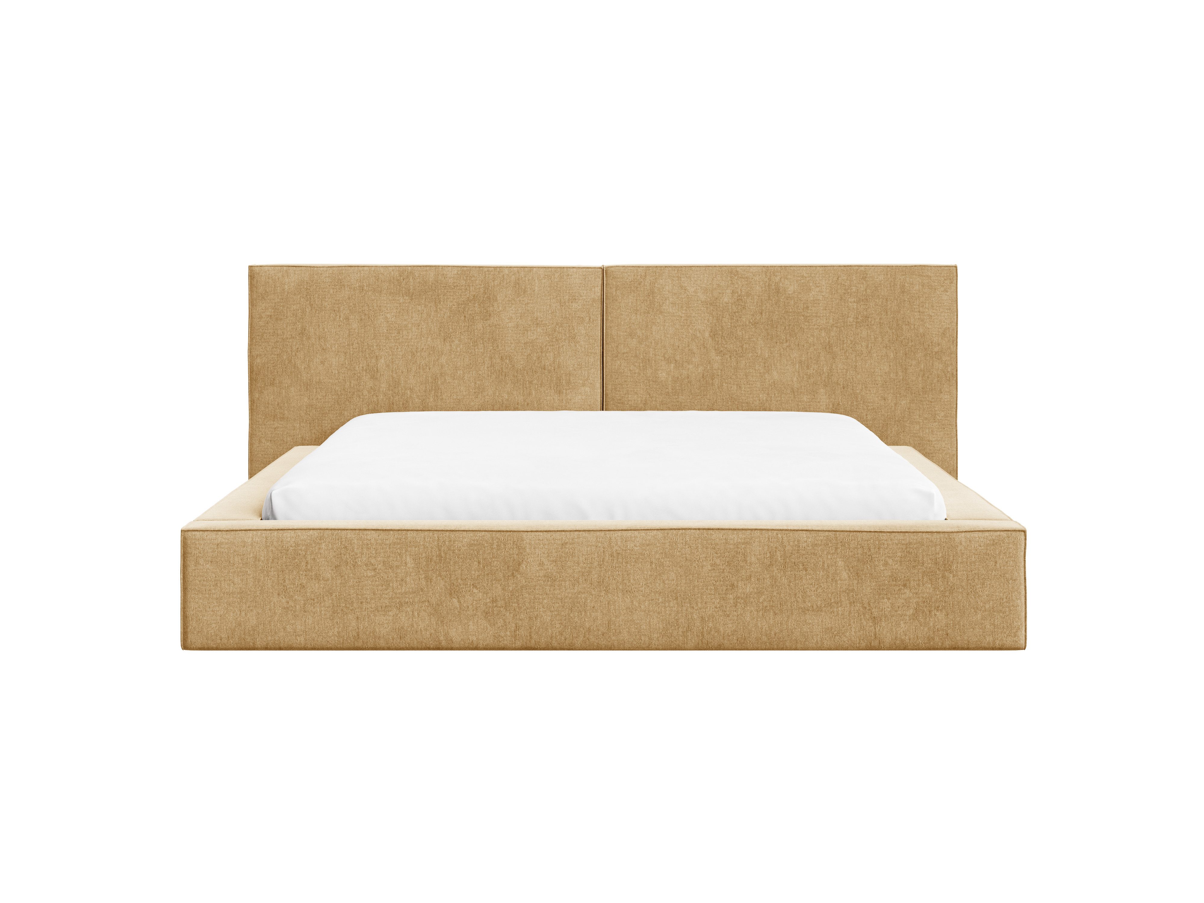 MOEBLO Polsterbett aus Strukturstoff Bett 06 (Bezug: Strukturstoff, Doppelbett mit Kopfstütze, Rahmenbettgestell, mit Bettkasten und Lattenrost), gepolstertes Kopfteil