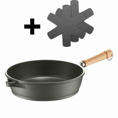 Berndes Schmorpfanne Bonanza 28 cm, Aluminiumguss (Set, 3-tlg), Mit 2 Silikon-Pfannenschützern