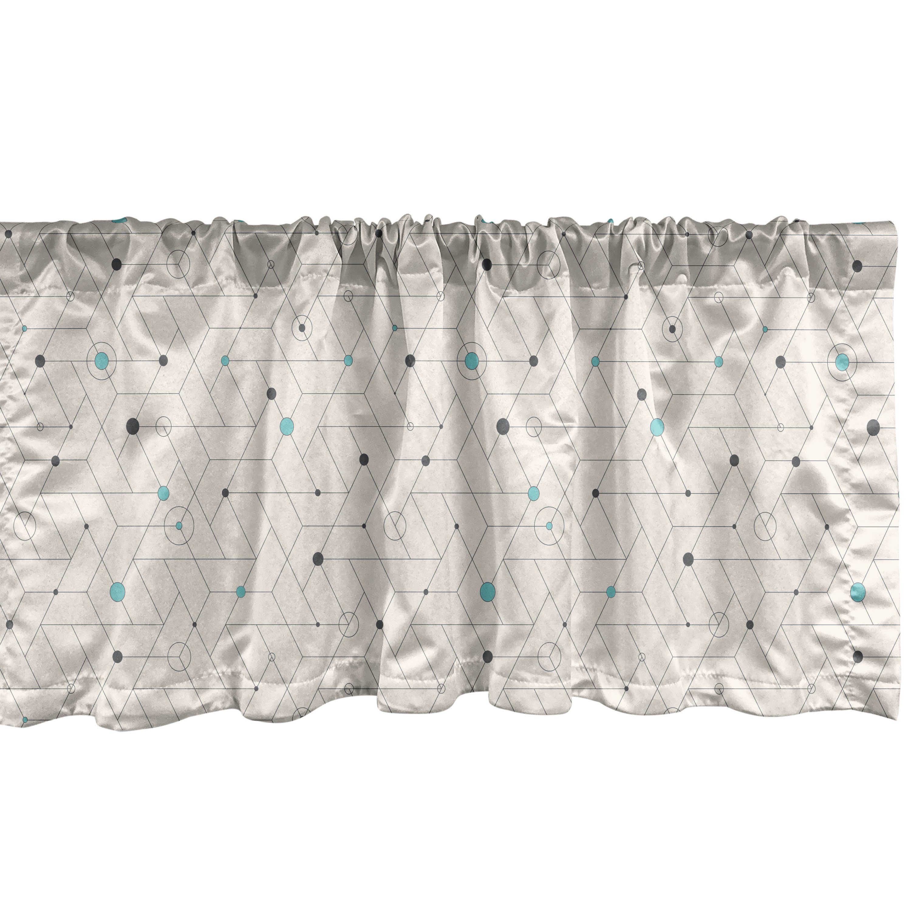 Scheibengardine Vorhang Volant für Küche Schlafzimmer Dekor mit Stangentasche, Abakuhaus, Microfaser, Geometrisch Hexagonal Triangles Gitter