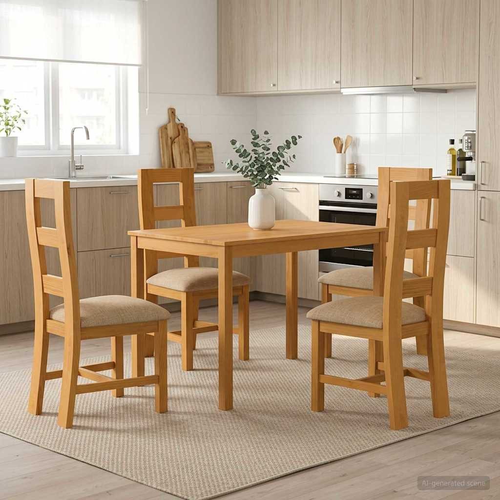 vidaXL Gartenlounge-Set Essgruppe 5 stk. Beige Massivholz Eiche, (5-tlg)