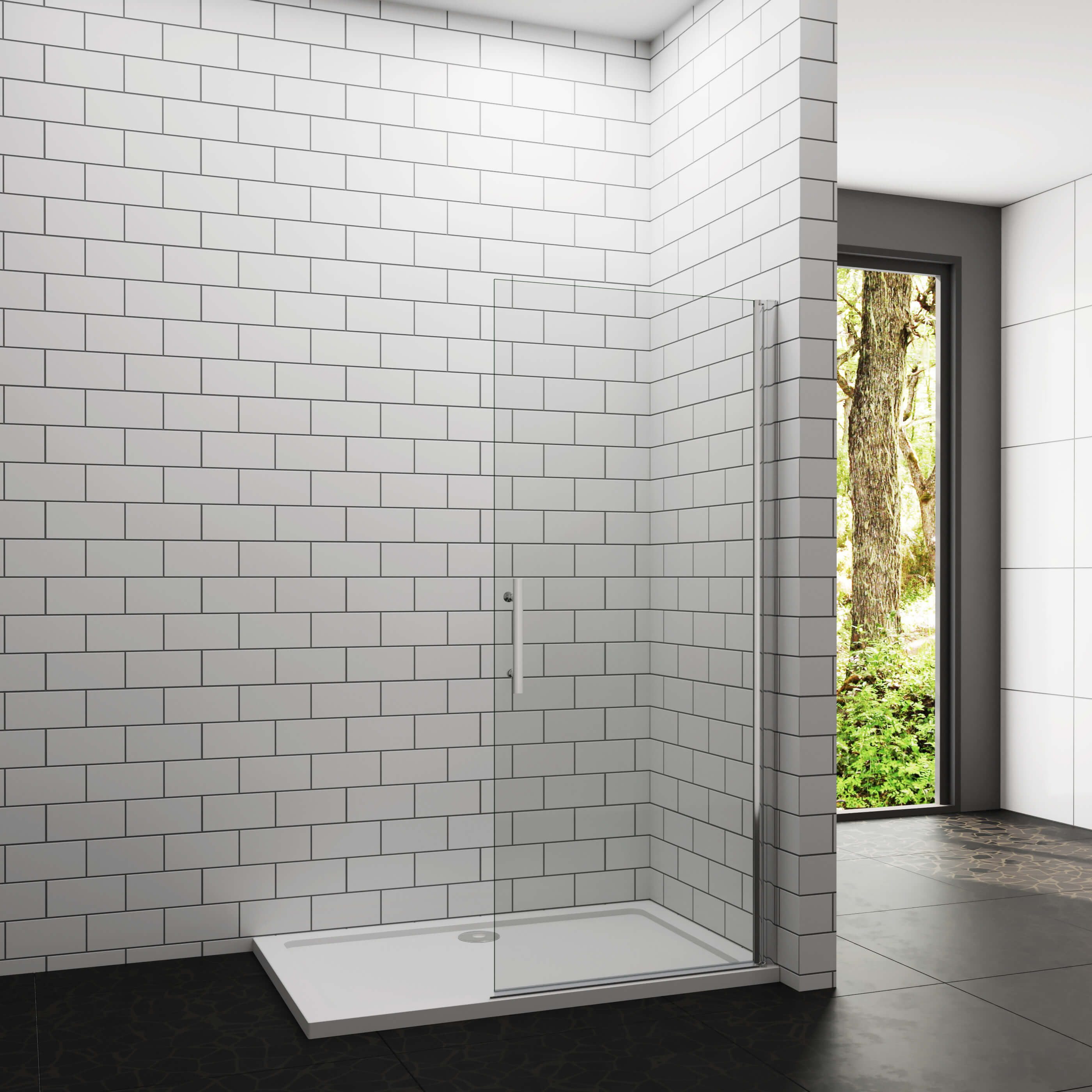 AICA Dusch-Einflügeltür Schwingtür Duschtür Eckeinstieg Duschabtrennung Dusche Duschkabine, 70x180 cm, 6mm ESG klares Sicherheitsglas, (links und rechts montierbar) mit Antikalk- Versiegelung,ebenerdiger Einbau möglich