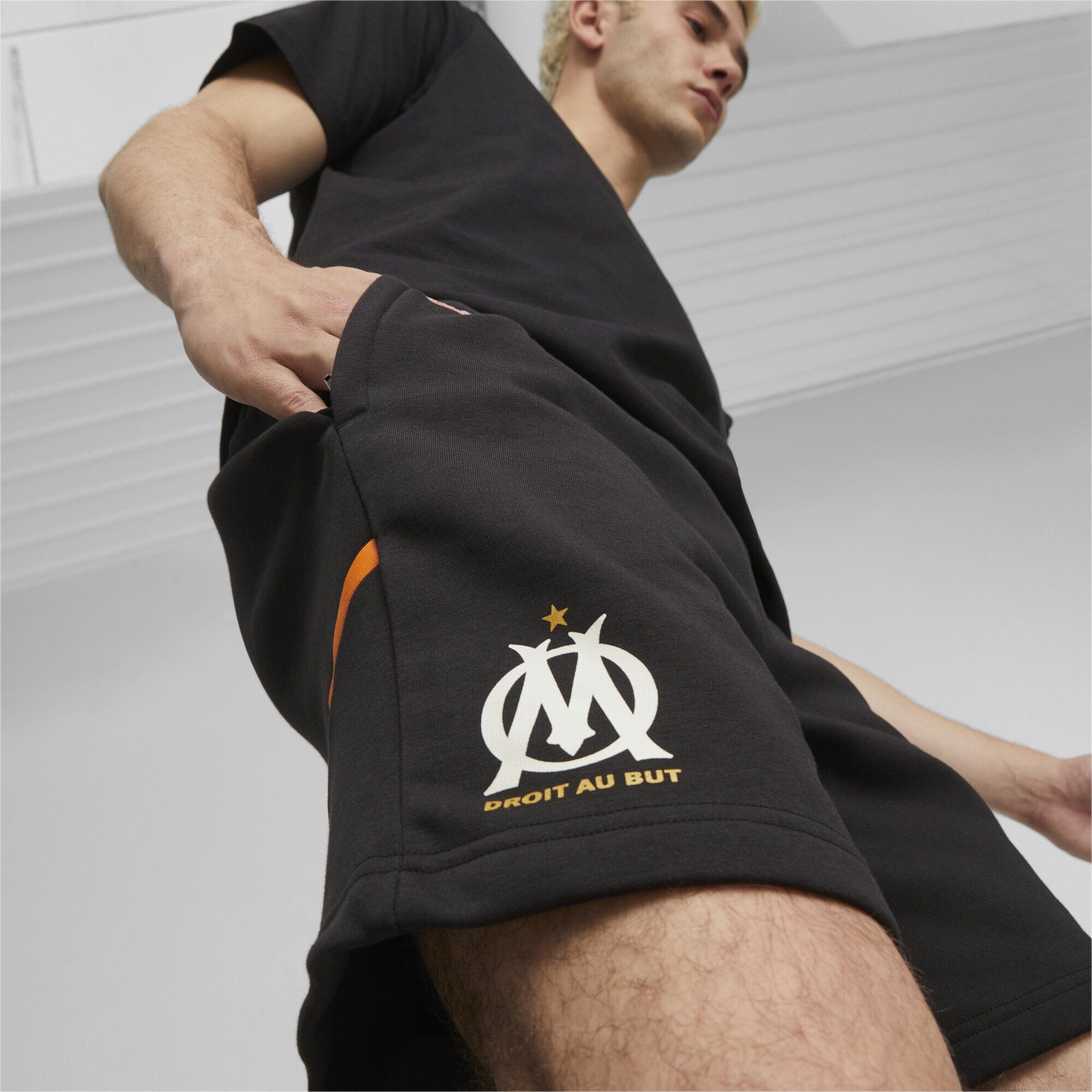 Black Orange Sporthose Football Herren PUMA Marseille Shorts de Olympique Casuals Rickie