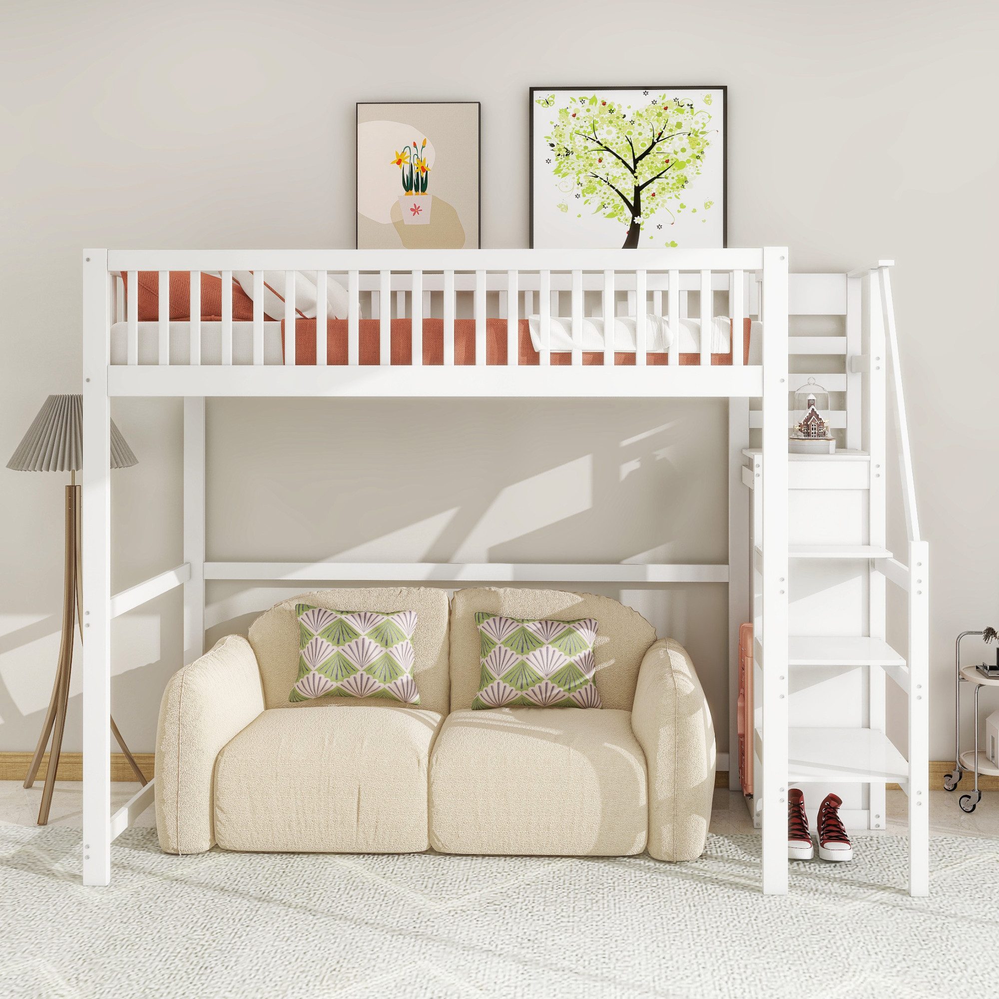 Flieks Hochbett Massivholz Kinderbett 90x200cm mit günstig online kaufen