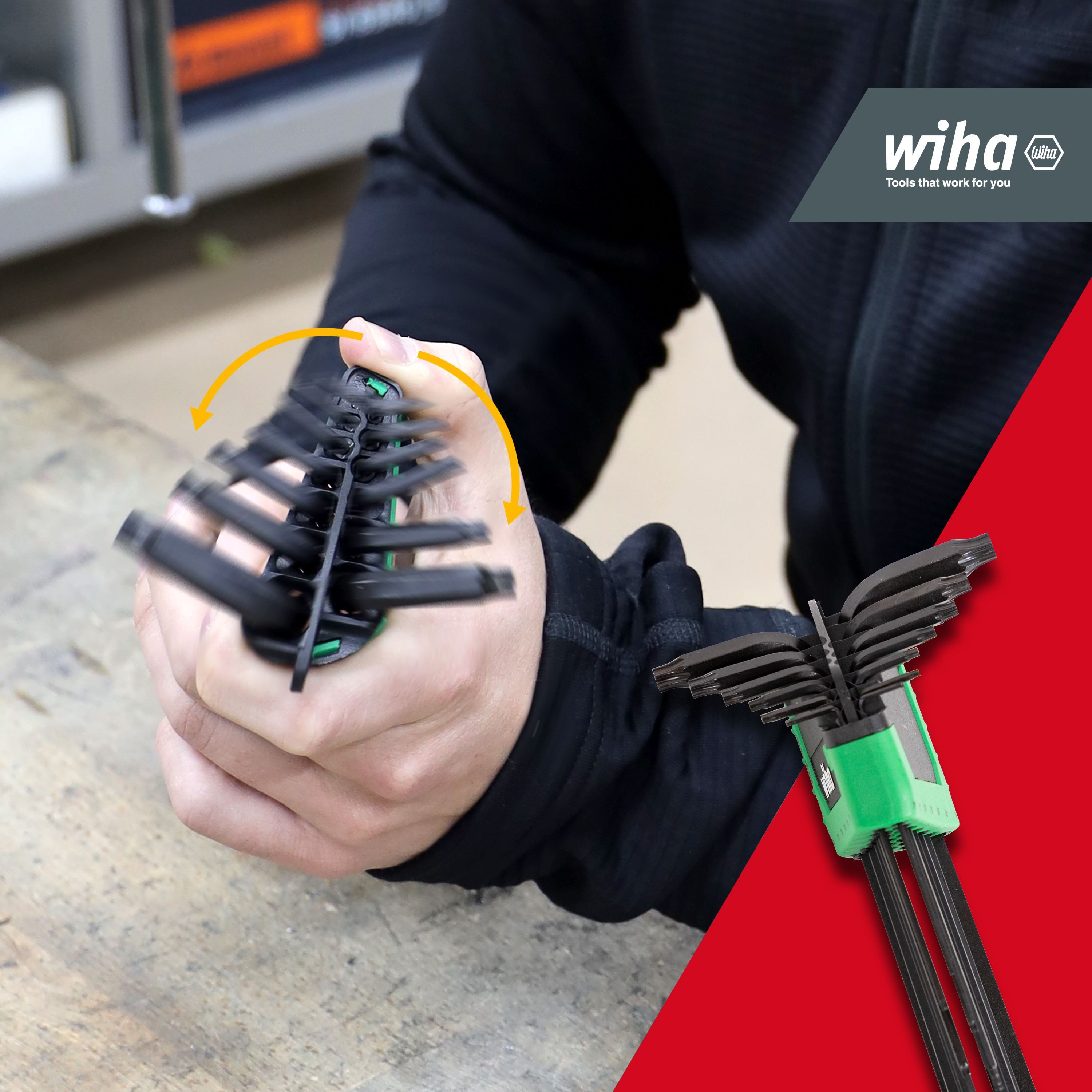Wiha Stiftschlüssel ErgoStar Halter (43847) - 14 tlg., TORX, T5-T45, Kugelkopf, Winkelschlüsselsatz, Torxschlüsselsatz