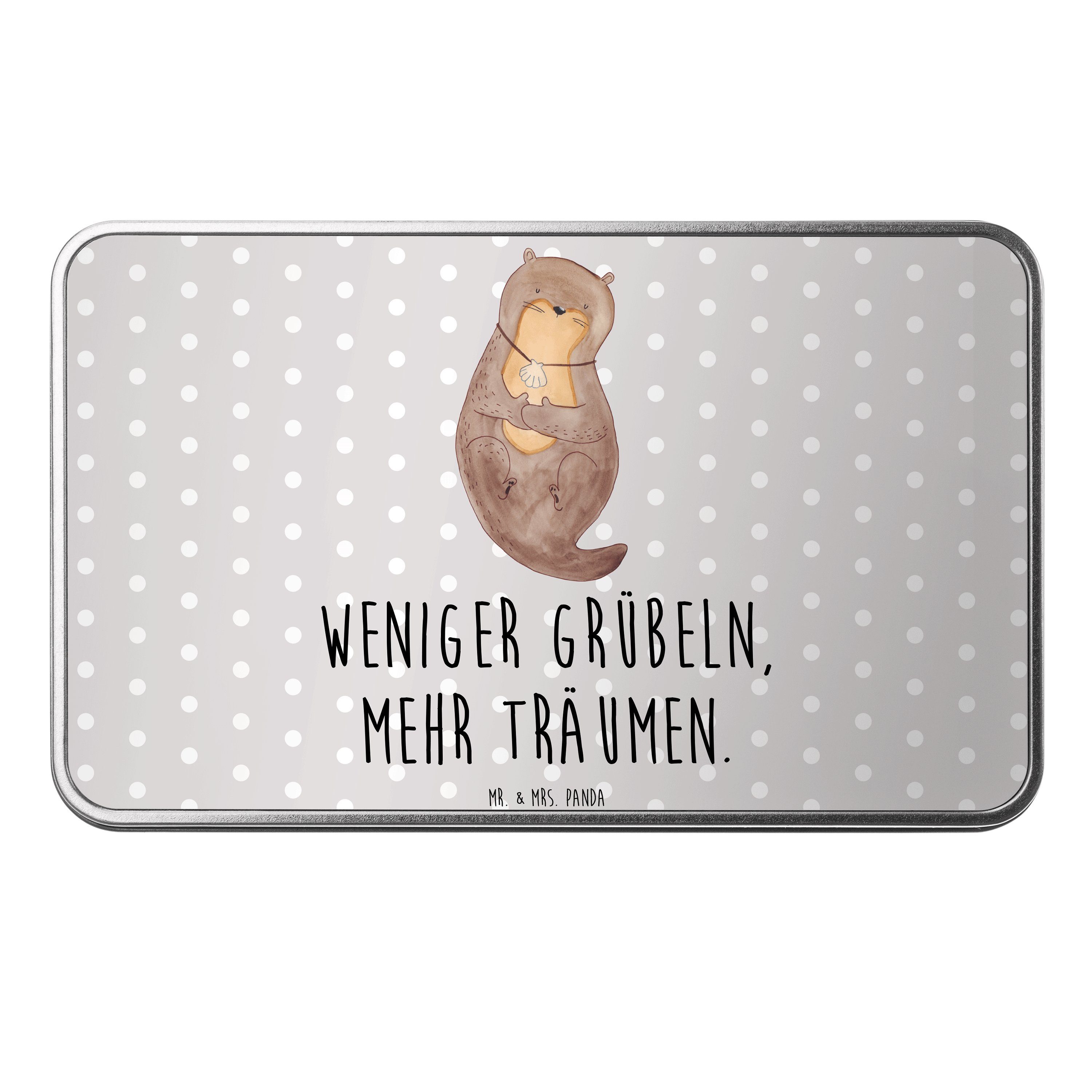 Mr. & Mrs. Dose Grau Geschenk, - Panda (1 St) Otter mit - Motivation, Muschelmedaillon Pastell Tag