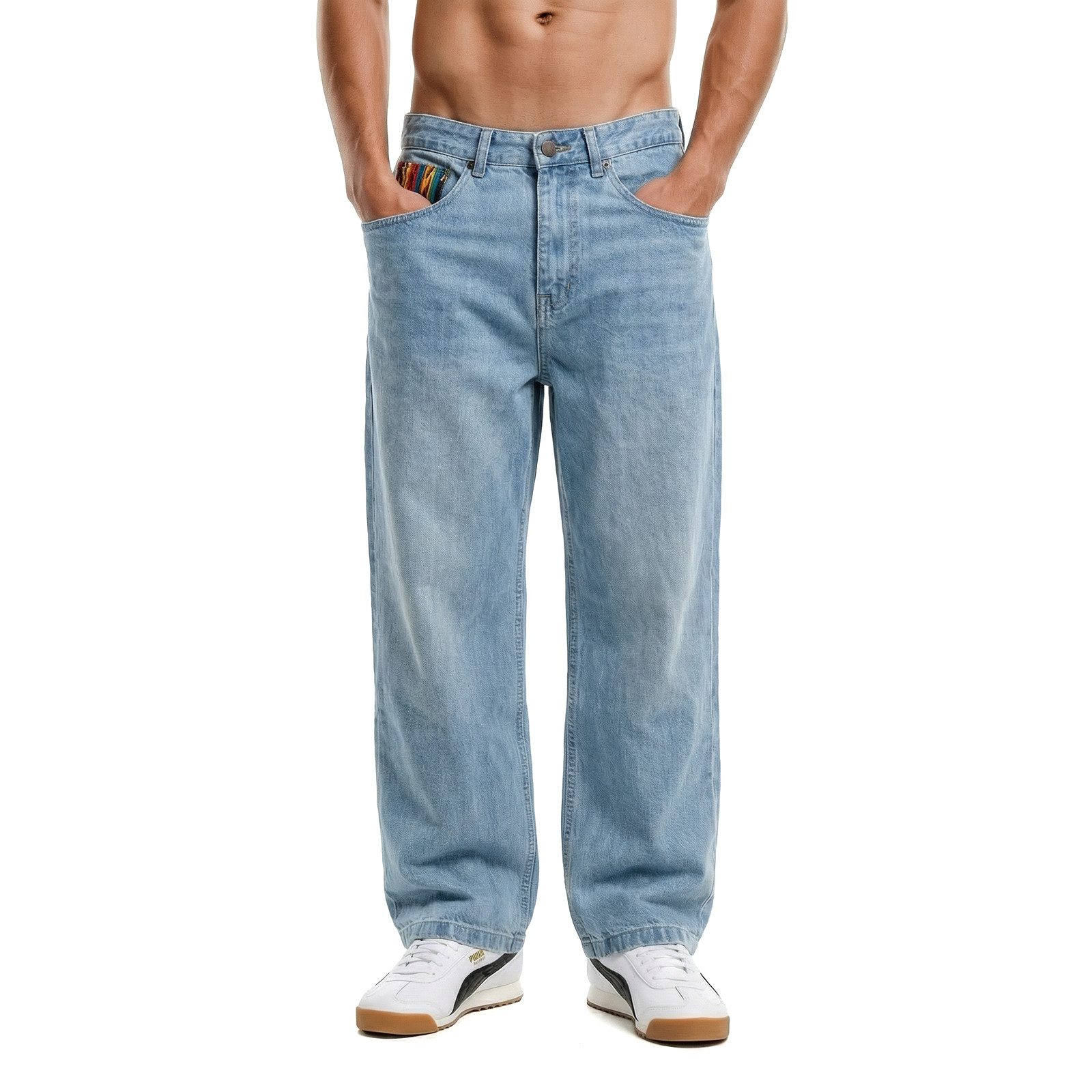 COLUCCI Loose-fit-Jeans Jeans Colucci Baggy Knit Detail Dezent platzierte Designelemente