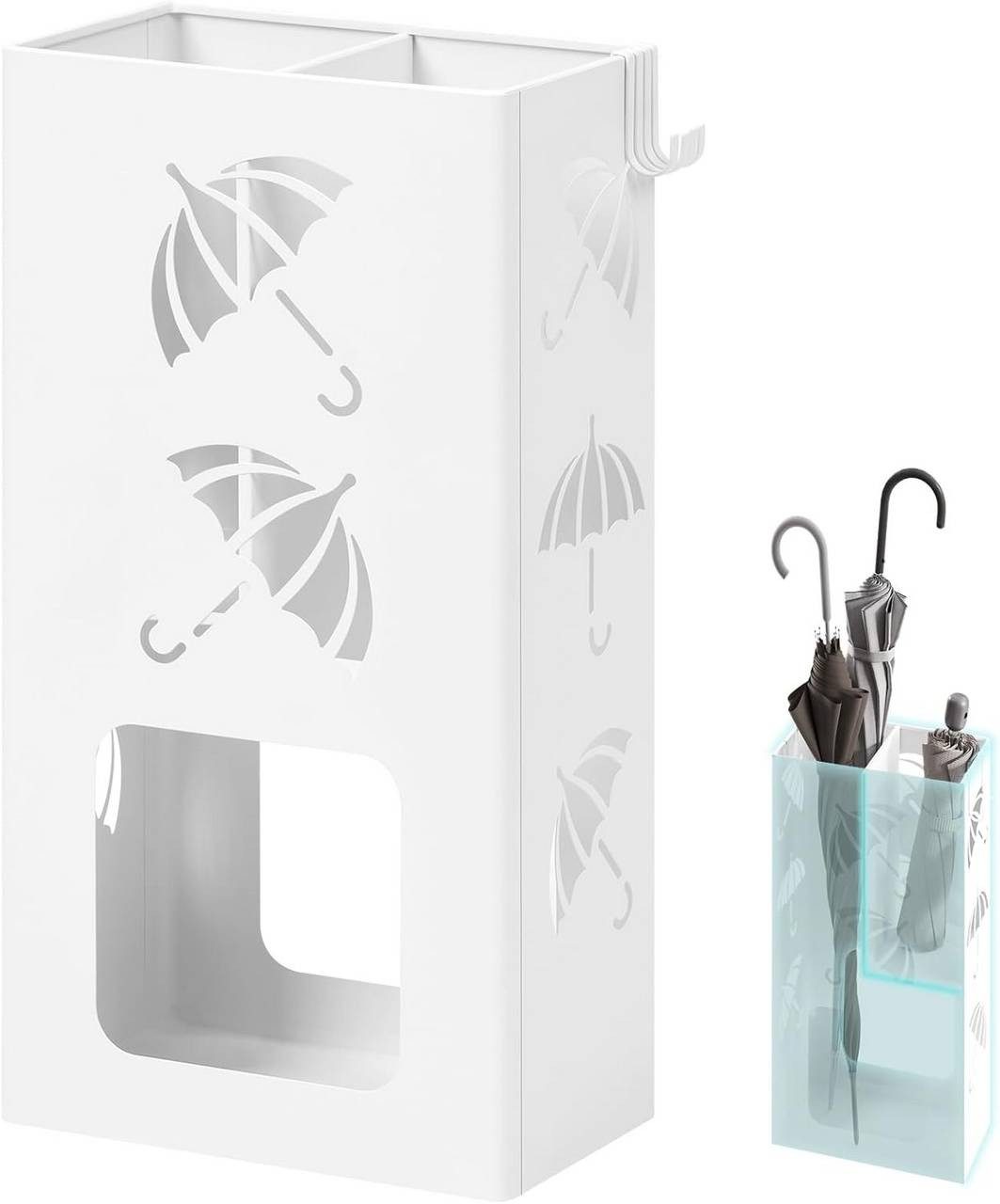 Woltu Schirmständer (1 St), mit 2 Slots und 4 Haken, quadratisch, aus Metal günstig online kaufen