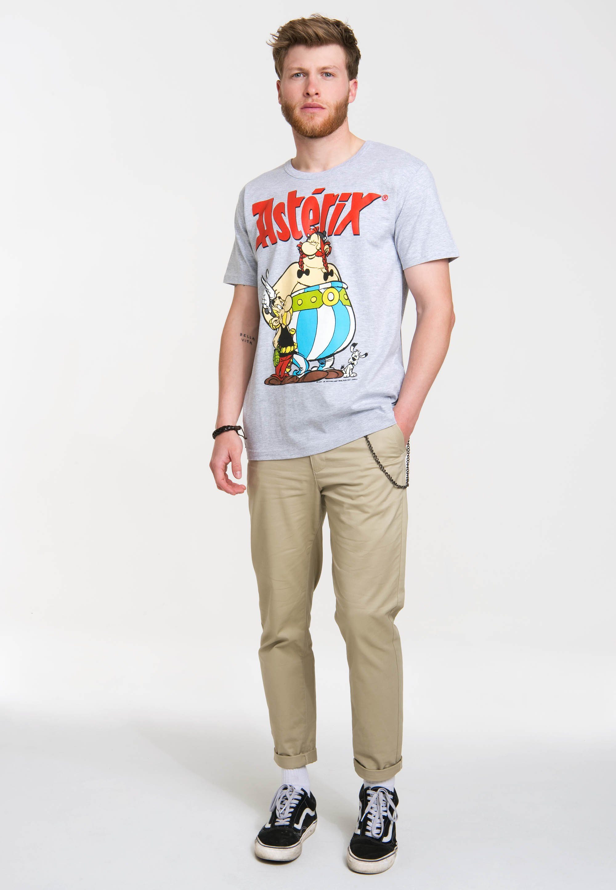 LOGOSHIRT T-Shirt Asterix & mit Obelix Retro-Print coolem