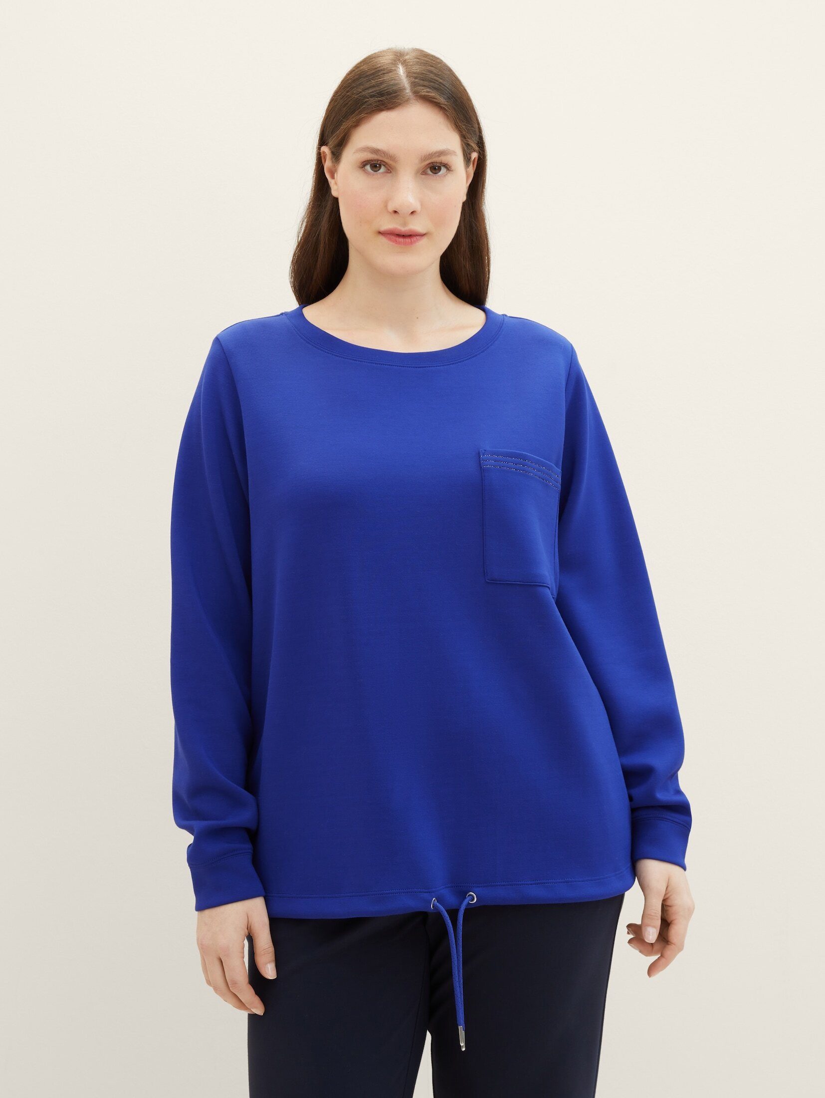 TOM TAILOR PLUS Sweatshirt Plus - Sweatshirt mit Brusttasche crest blue