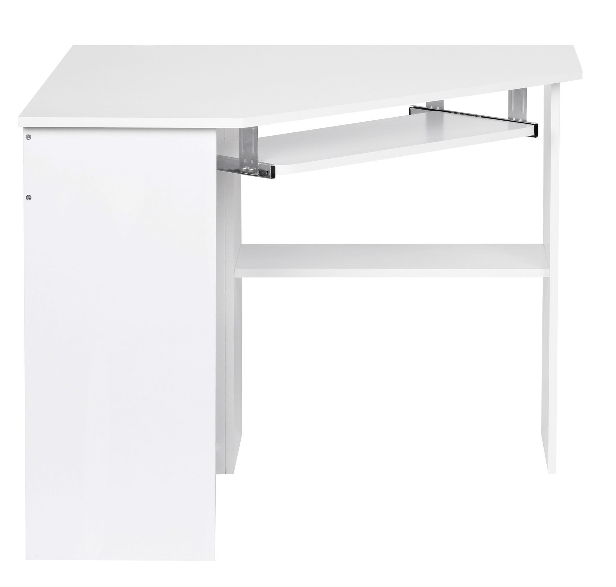 FINEBUY Schreibtisch FB37949 (Weiß 127x88,5x73 cm mit Tastaturauszug Modern), Bürotisch Home Office, PC-Tisch mit Stauraum
