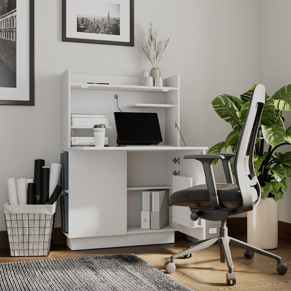 Vicco Regal-Schreibtisch Alena, Weiß, 85 x 27 cm