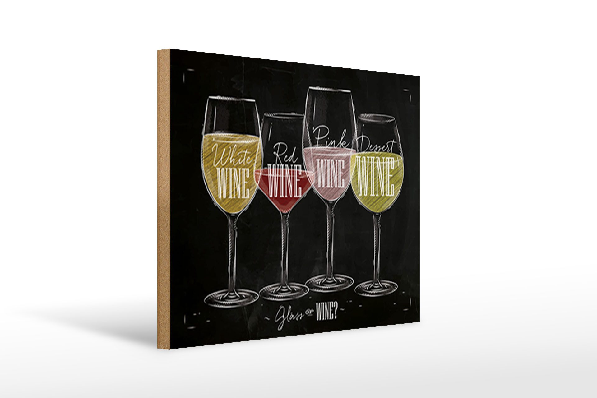 Holzbild Wein 30x40cm Glass of wine? red white Alkohol