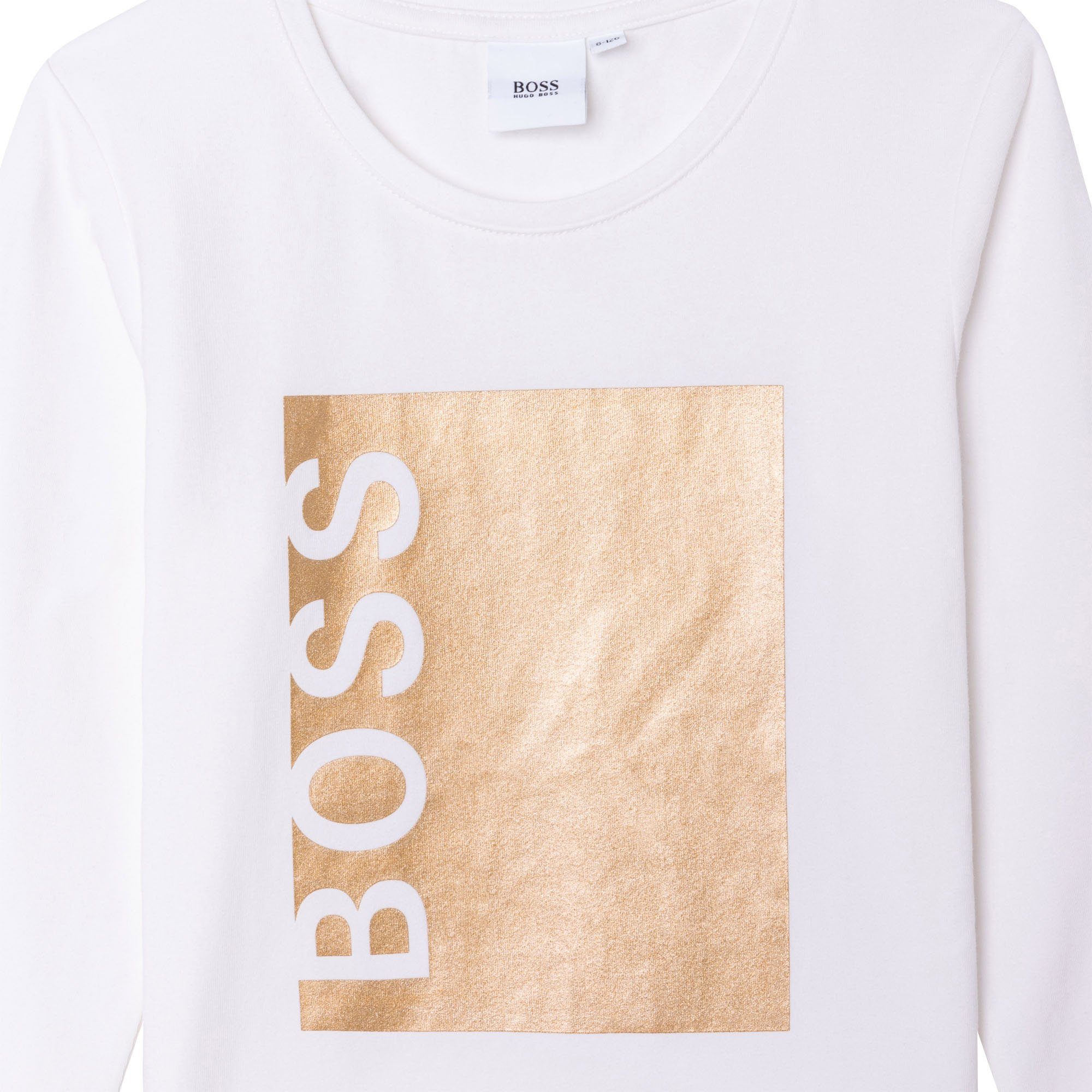 BOSS Langarmshirt Hugo gold Langarmshirt Logo mit Mädchen Boss creme