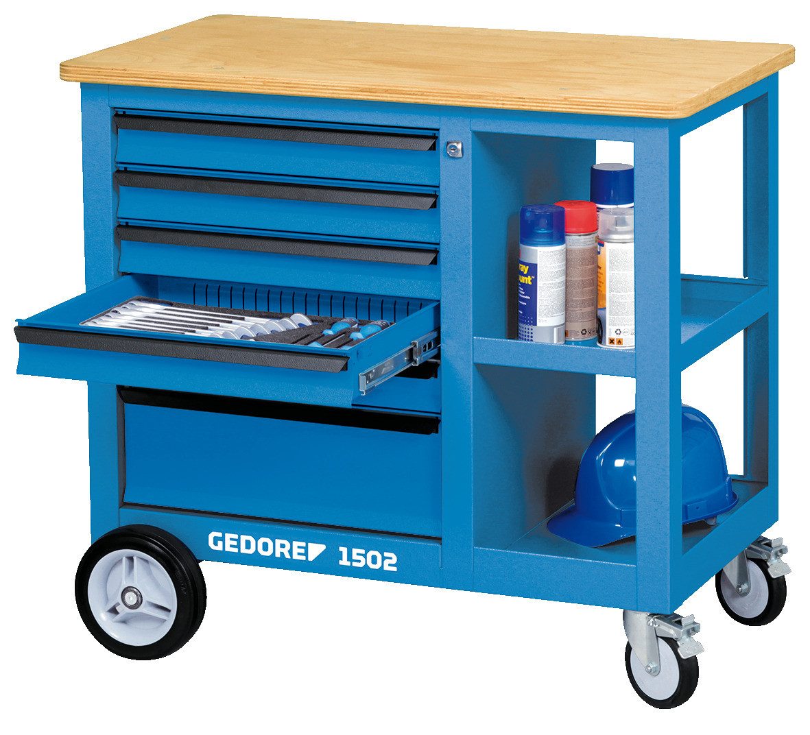 Gedore Werkbank 1502 S Rollwerkbank mit 6 Schubladen und Schraubstock