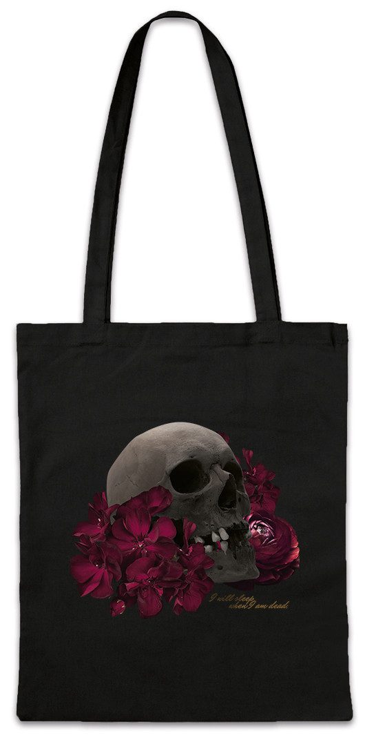 Beuteltasche Flower Skull Stofftasche Blumen Fleurs Schädel Totenkopf Tattoo Gothic