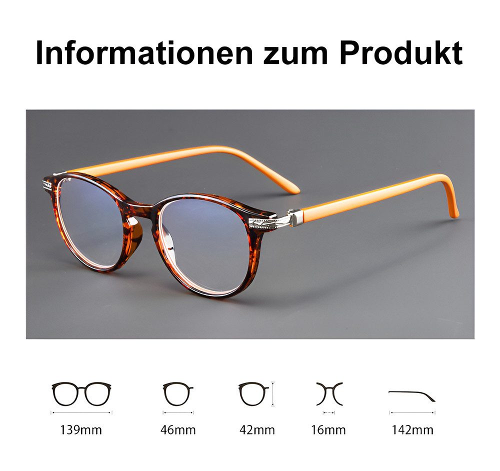 PACIEA Brille Ohne Sehstärke Damen Rundrahmen Anti Blaulicht Anti-Müdigkeit