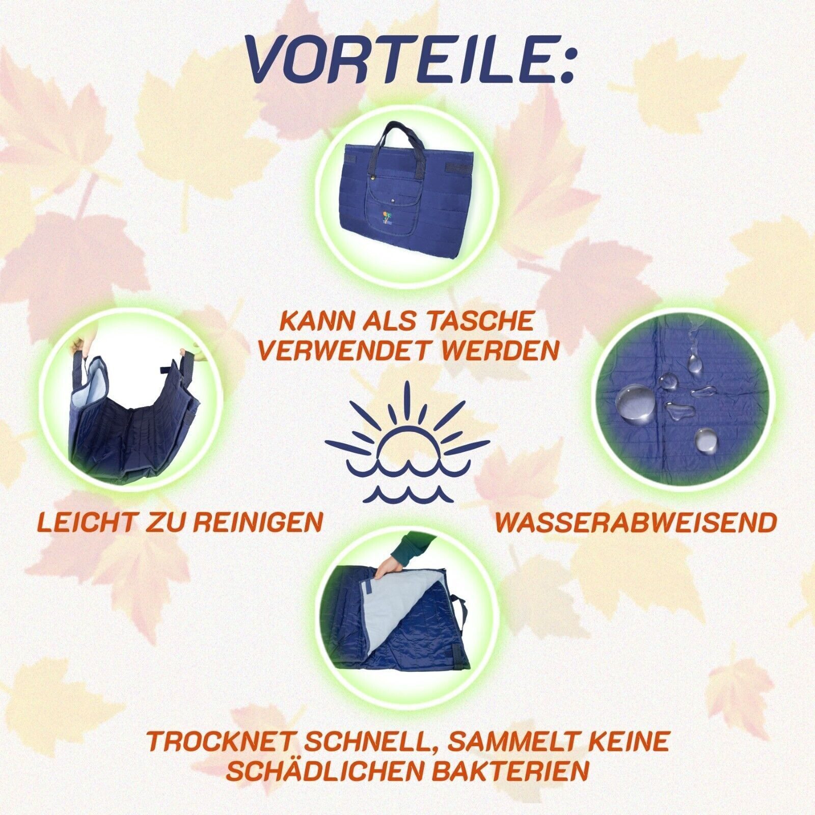 Picknickdecke Beachbag Strandmatte Campingdecke Reise Thermoisoliert auch als Tasche, P-Beauty Cosmetic Accessories, Stranddecke, Picknickdecke, Campingdecke, Reisedecke