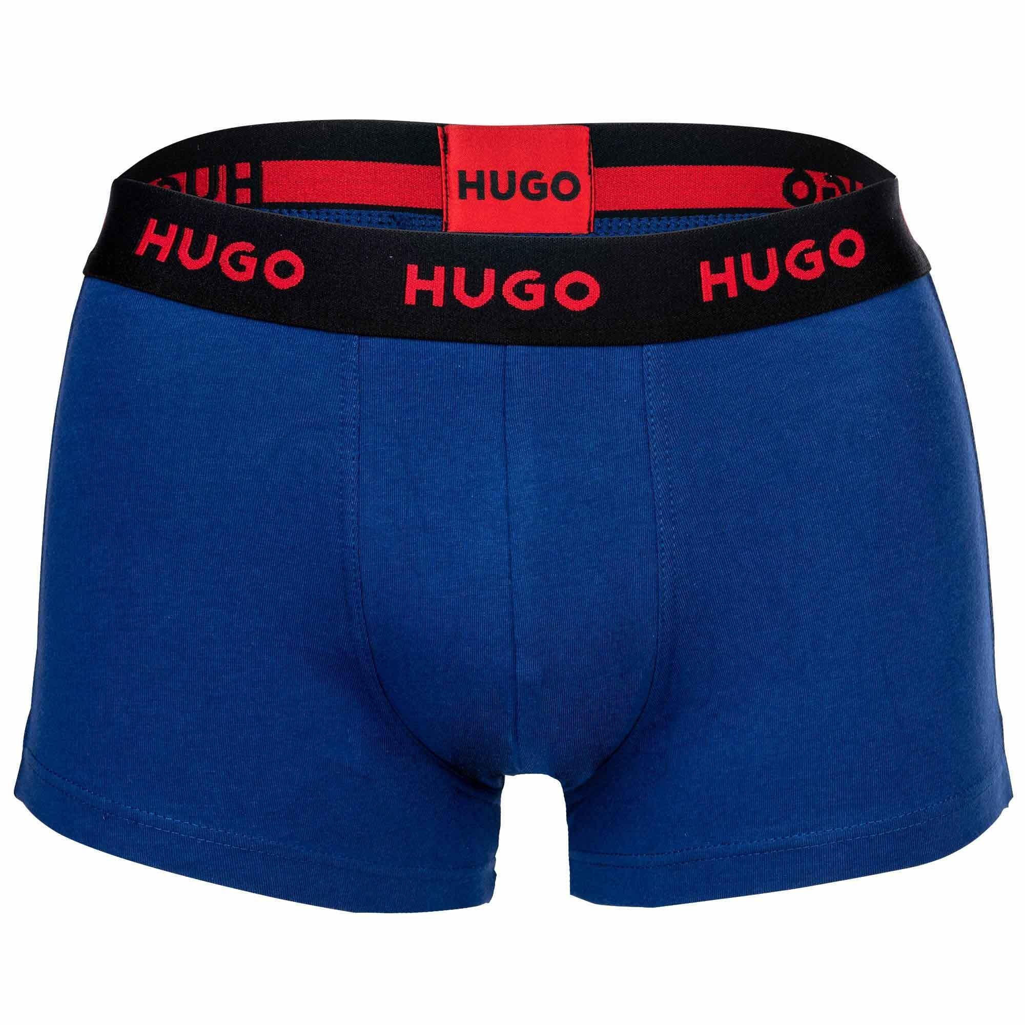 Boxer Shorts, 3er Pack Triplet Herren Trunks - HUGO Boxer Blau/Weiß