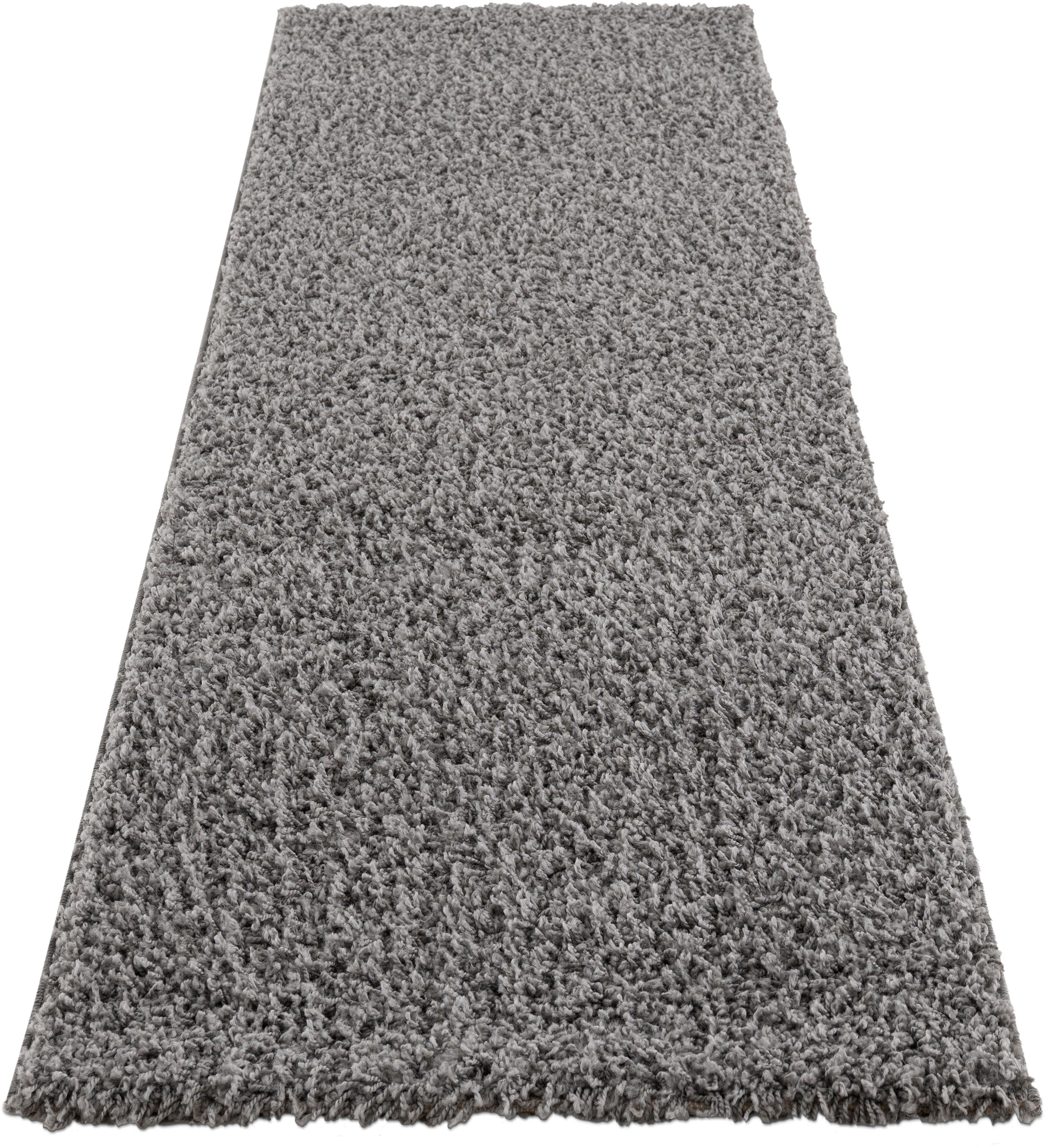 Hochflor-Läufer Saron, andas, rechteckig, Höhe: 35 mm, Teppich Hochflor, besonders weich, gewebt, weicher Flor grau