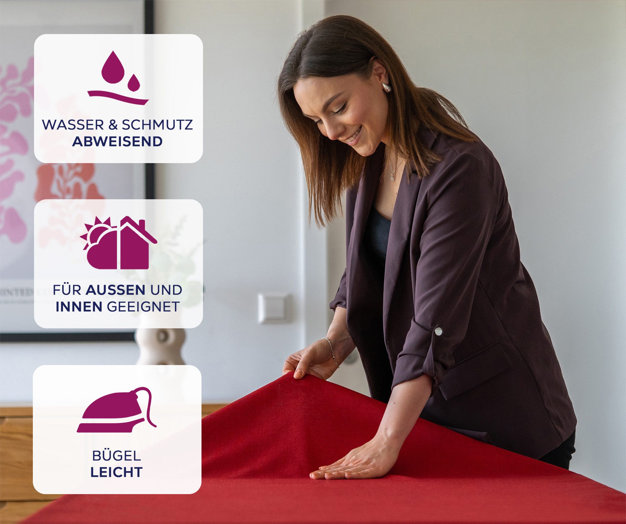 Beautex Tischdecke Fleckenabweisende bügelfreie Tischdecke mit Lotuseffekt, Leinenoptik (1-tlg)