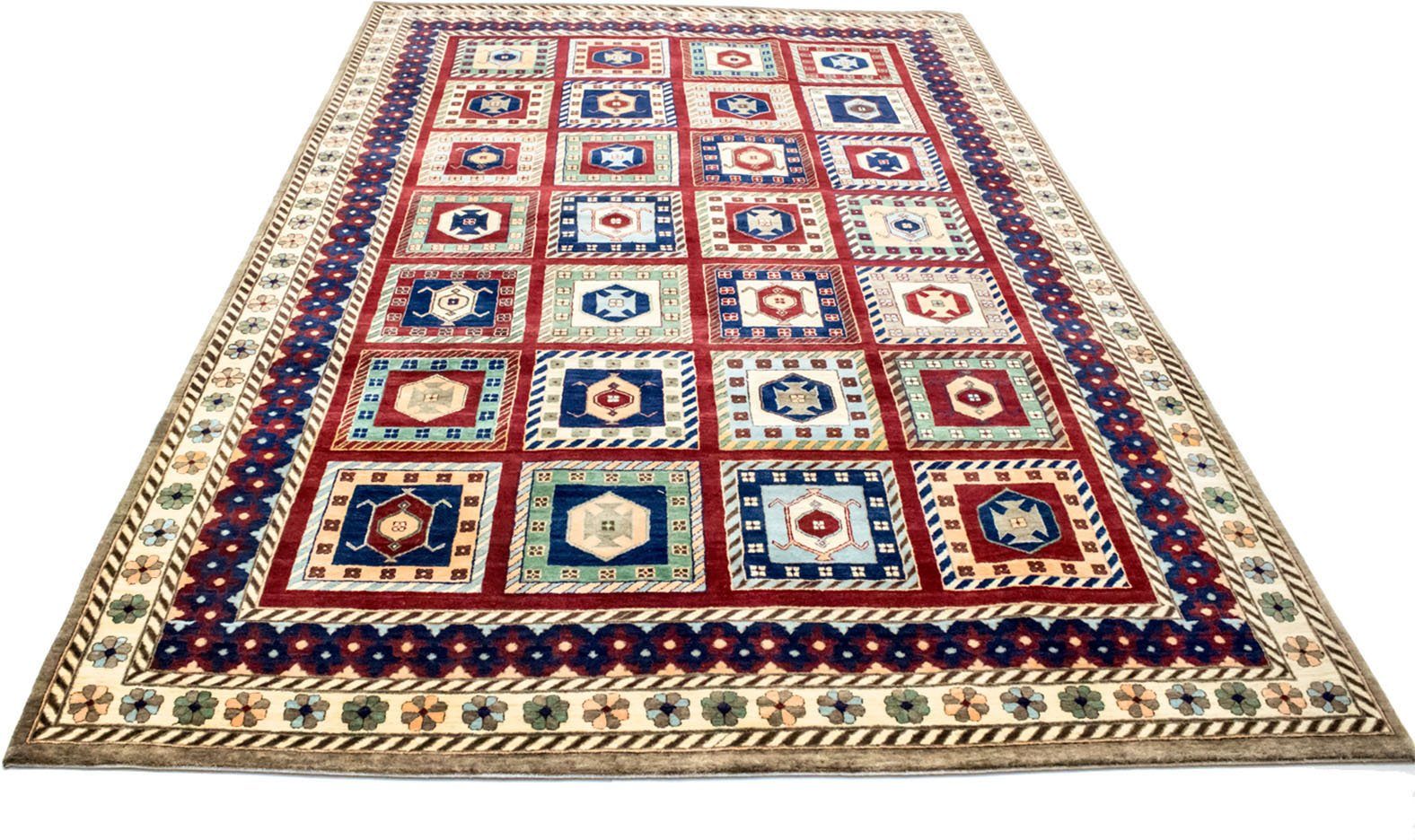 Wollteppich Loribaft Teppich handgeknüpft blau, morgenland, rechteckig, Höhe:  11 mm, handgeknüpft | Kurzflor-Teppiche