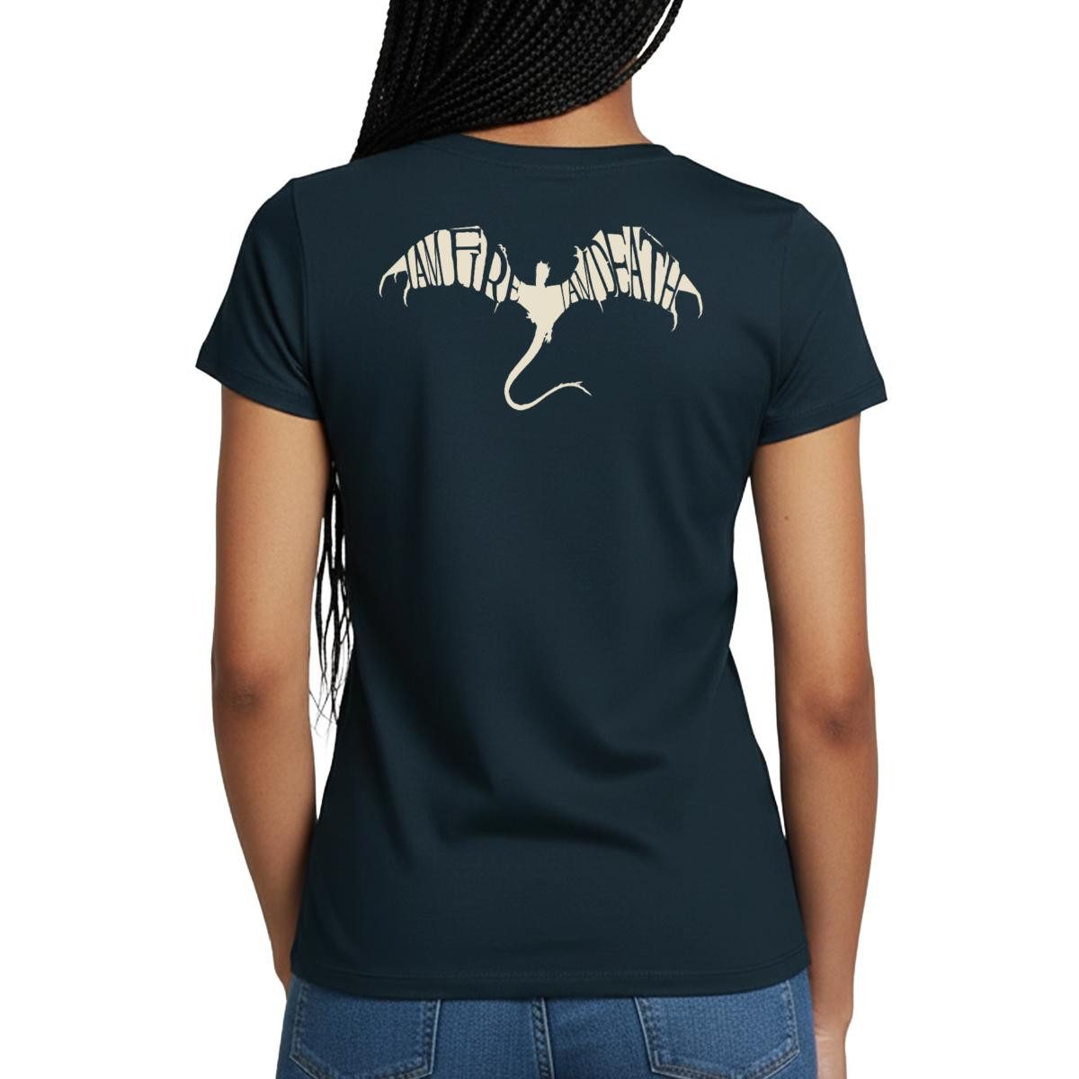 Spreadshirt T-Shirt Der Hobbit Smaug Mit Zitat Brust Design Frauen T-Shirt (1-tlg) Slim Fit, fällt klein aus
