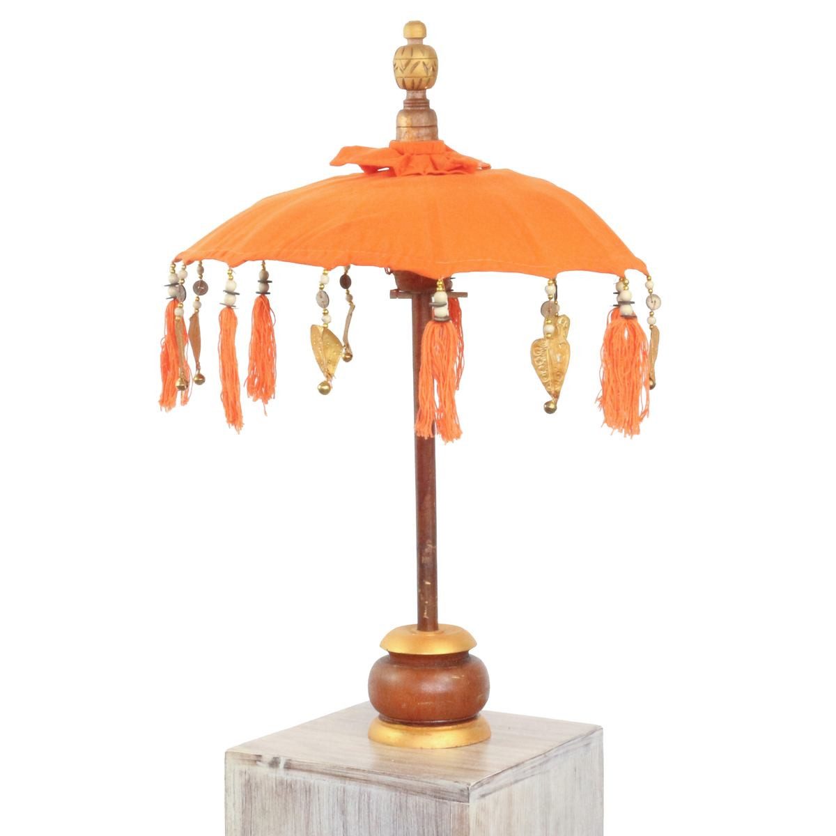 Oriental Galerie Sonnenschirm Kleiner Tischschirm aus Indonesien Orange Gold