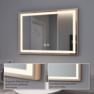 EMKE Badspiegel »Badspiegel mit Beleuchtung Spiegel mit LED Badezimmerspiegel«, mit Beschlagfrei Dimmbar, Goldener Rahmen 70-100cm