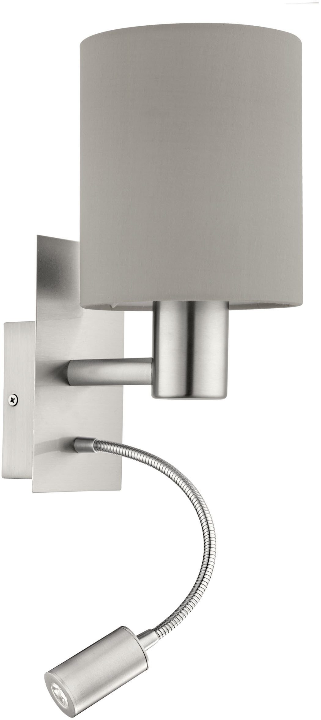 EGLO Wandleuchte PASTERI Wandlampe - Stahl - E27;LED - 1X40W;1X3,8W - IP20, Ein-/Ausschalter, Lesearm, ohne Leuchtmittel, Warmweiß, Wandstrahler, Wandspot, Wohnzimmer, Schlafzimmer, L15 x H38 x AL19,5cm