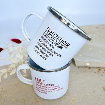 shopandmarry Becher Emaille Becher Braut, Schöne Geschenkidee für die Braut