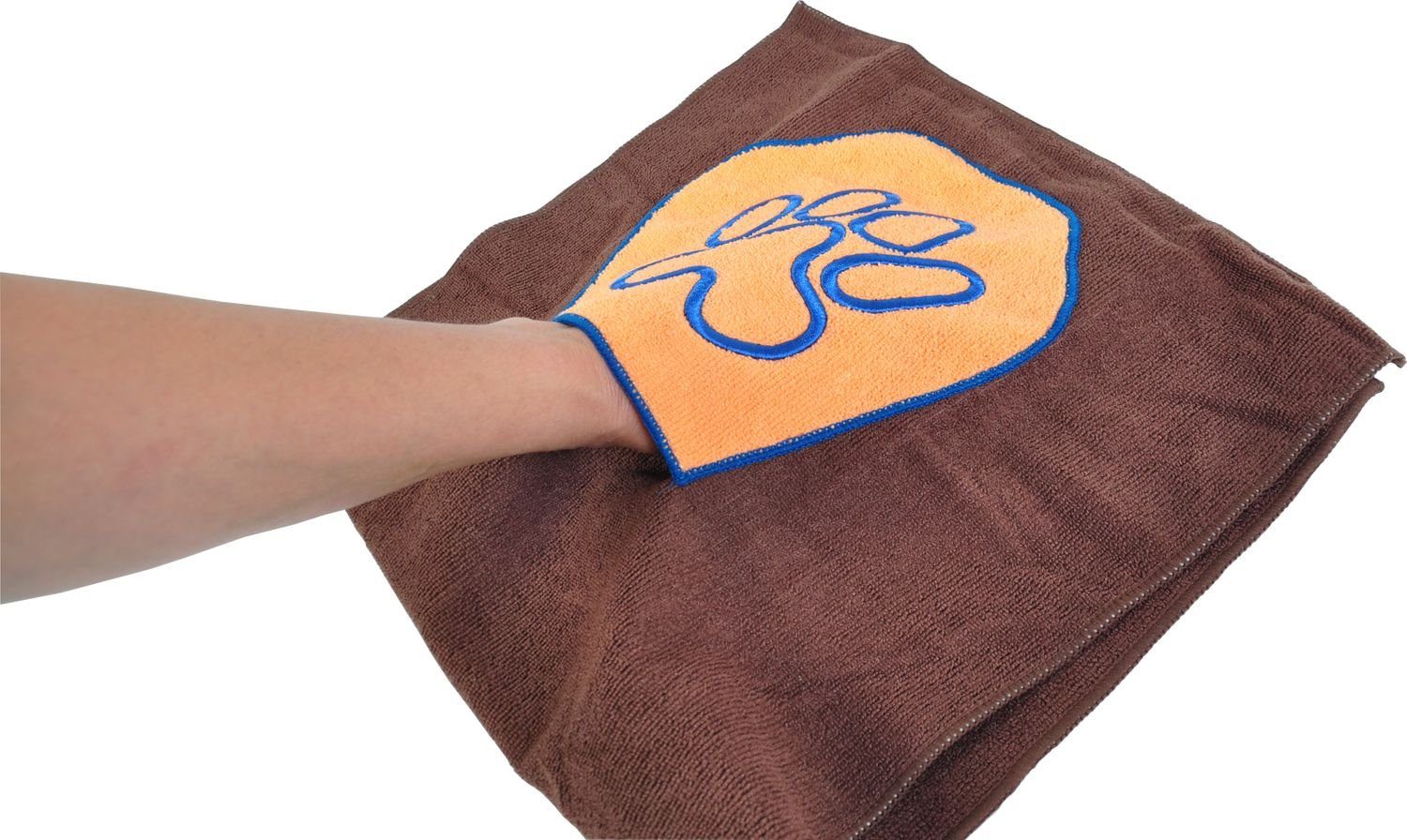 BURI Waschhandschuh + K Tierpflege-Set Microfaser Funktions- Putzhandschuh Handtuch Hunde