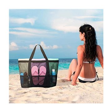 Fivejoy Strandtasche Große Strandtasche mit Schultergurt und viel Stauraum (Reisetasche in Übergröße mit 8 Fächern, Mesh Duffel Bag Pool Toys Bag Beach Essentials)
