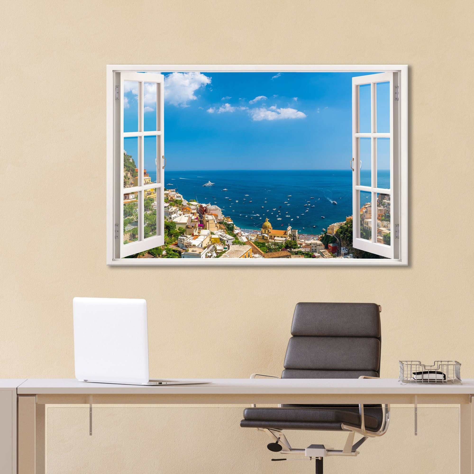 WallSpirit Leinwandbild "Fenster mit Aussicht", Amalfiküste, günstig online kaufen