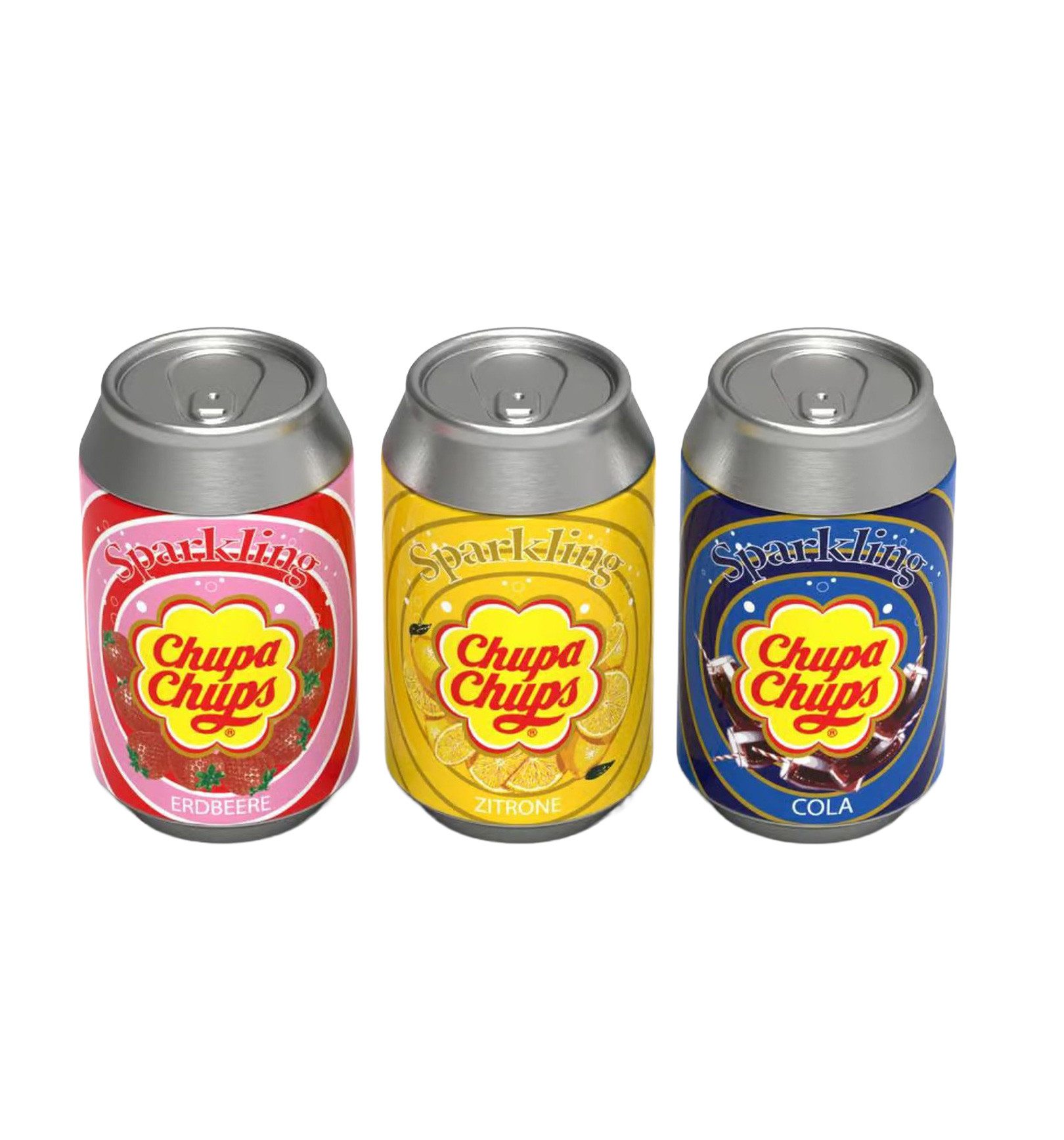Chr. Tanner Spiellebensmittel Chupa Chups Metalldosen Set 3-teilig Kaufladenzubehör, (3-tlg), Scannerbar (blauer Barcode)