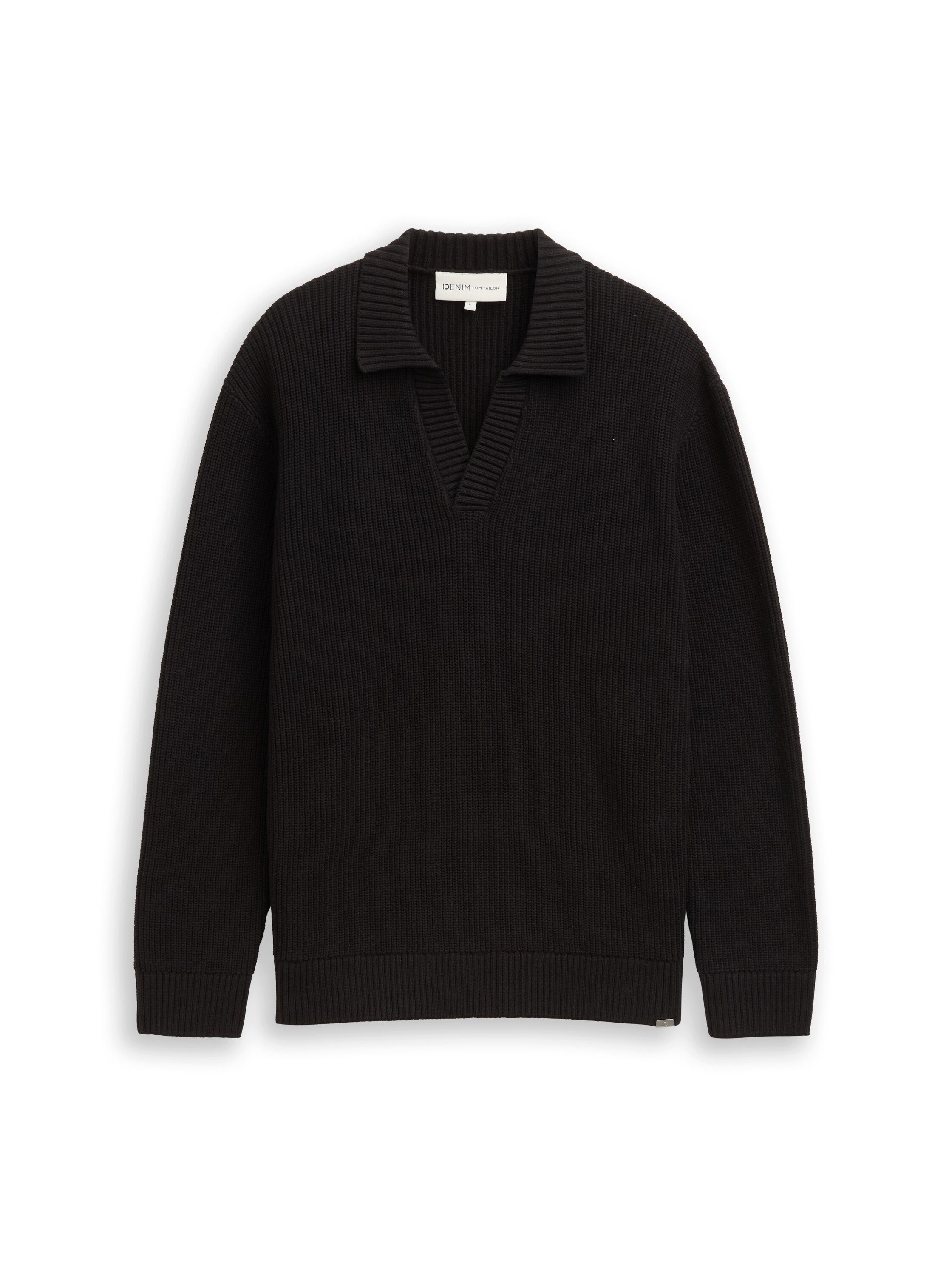 TOM TAILOR Denim Polokragenpullover mit Rippbündchen