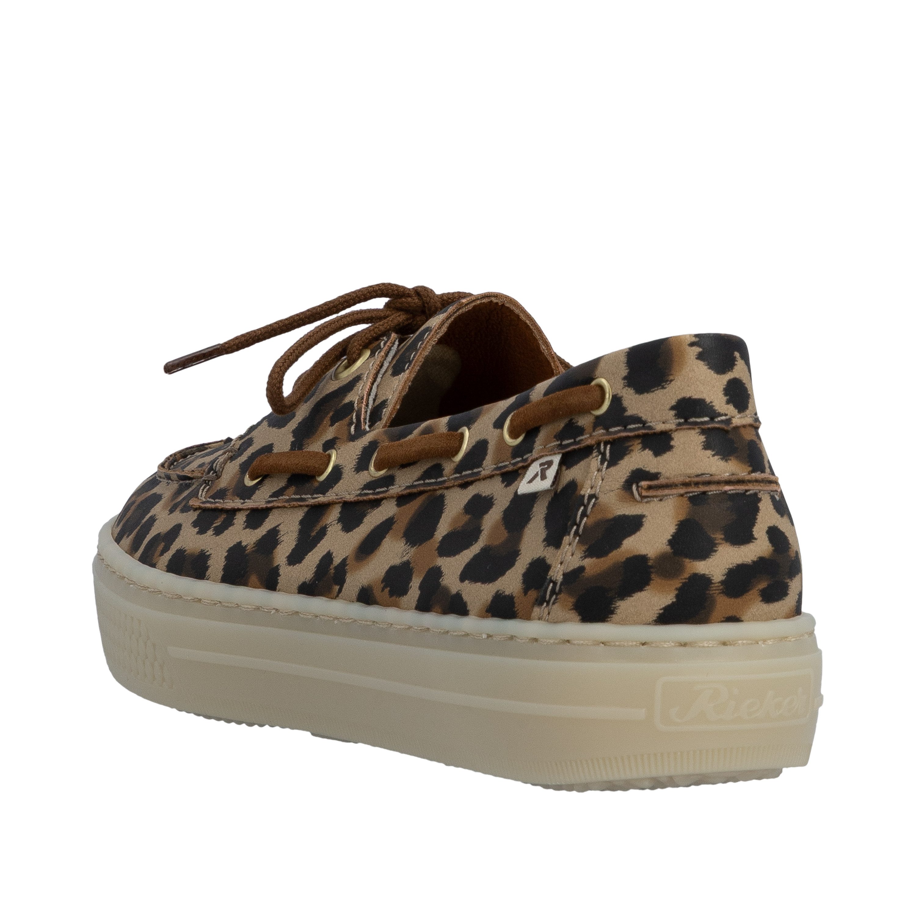 Rieker Bootsschuh Schnürer, Mokassin, Halbschuh im Leo-Look