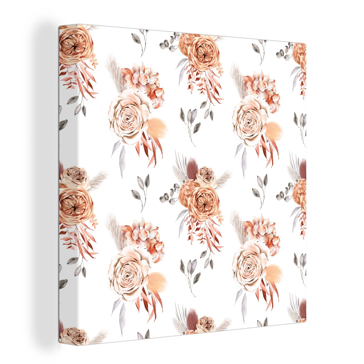 OneMillionCanvasses® Leinwandbild Blumen - Rosen - Bilder (1 Blätter Weiß, - für Leinwand St), Wohnzimmer Schlafzimmer