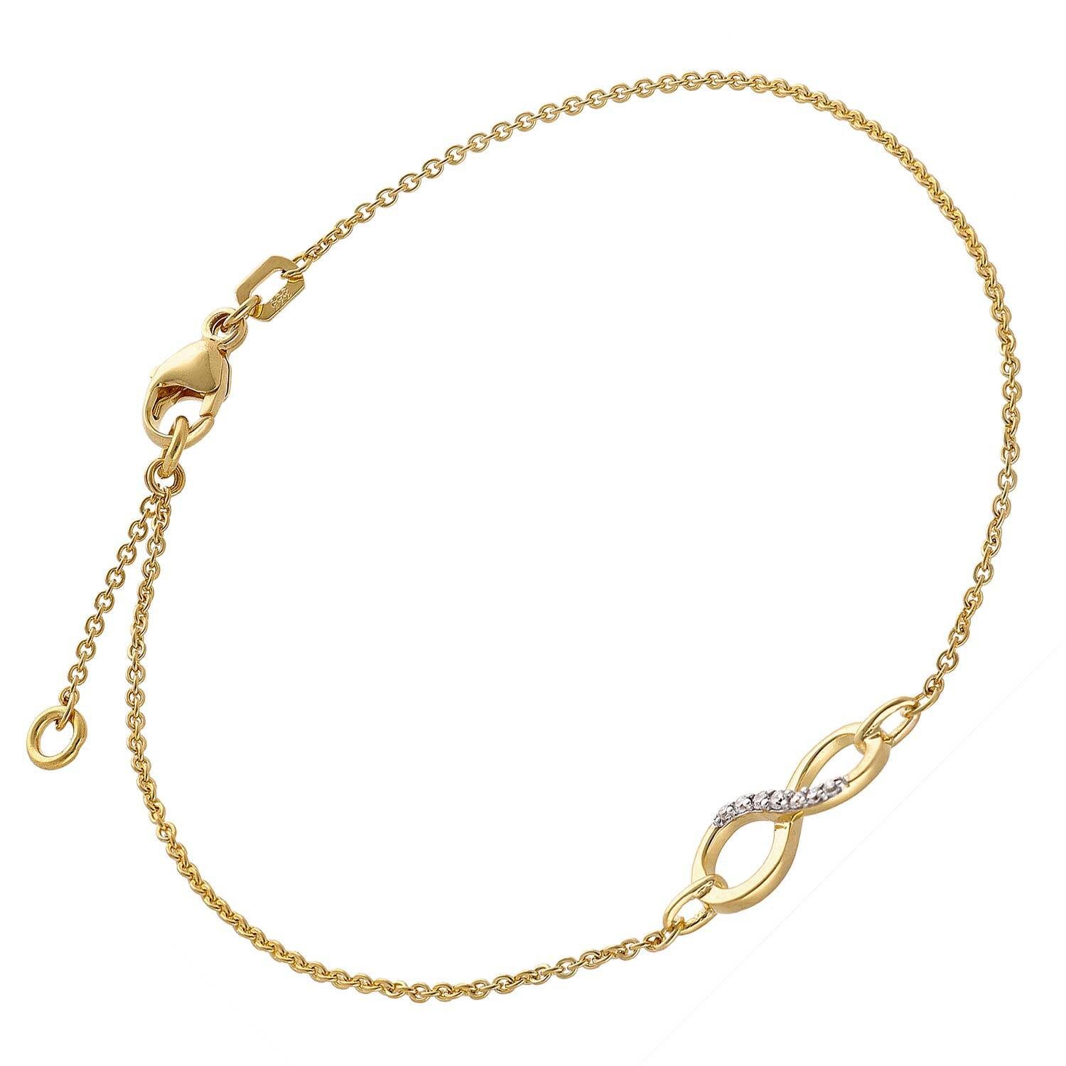 trendor Gliederarmband Unendlichkeit Gold 333/8K 19 cm
