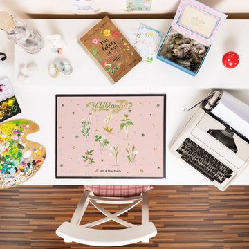 Mr. & Mrs. Panda Schreibtischunterlage Wildblumen - Geschenk, Bürobedarf, Schreibtischunterlage Groß, Schrei, (1 tlg)