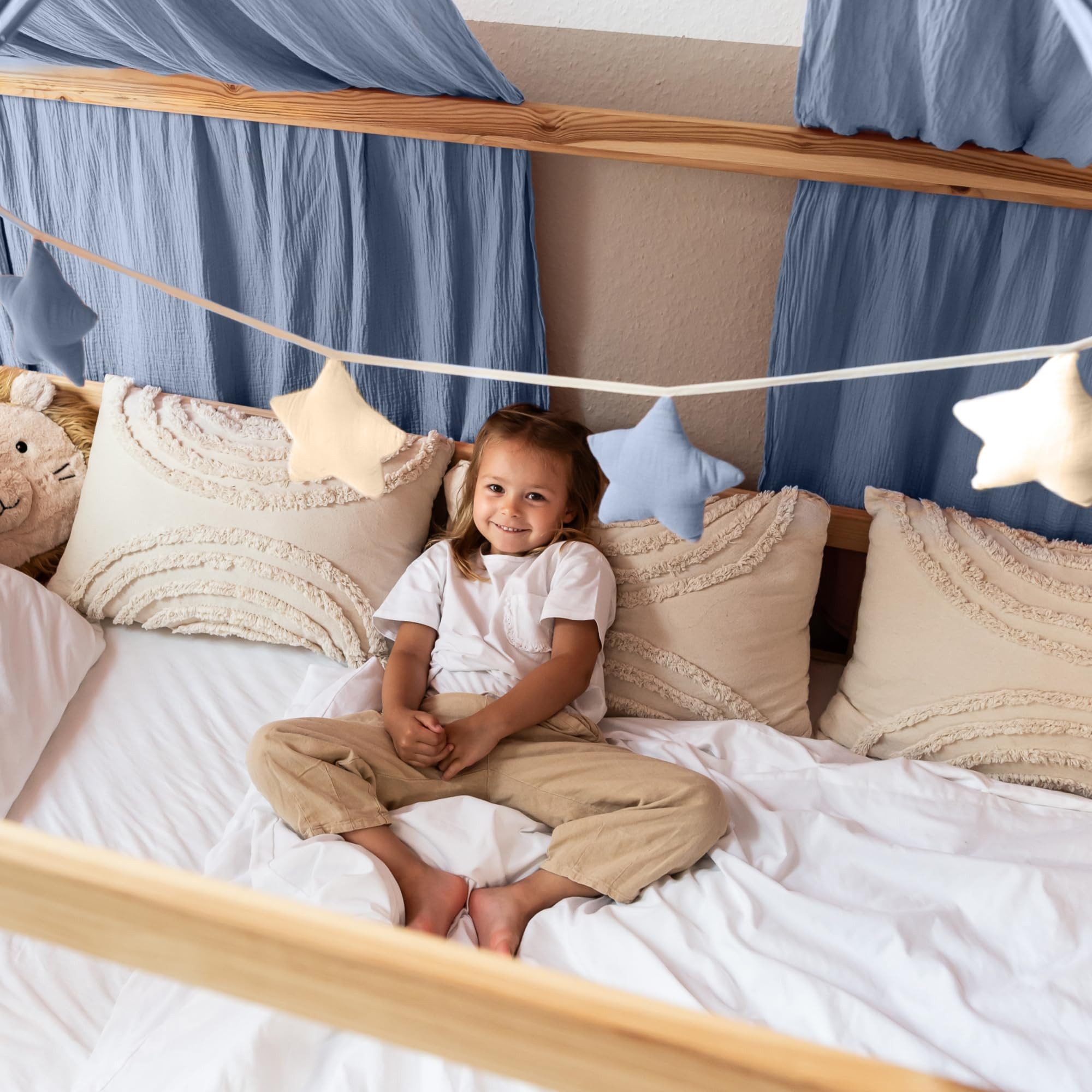lilimaus Wimpelkette Sternenkette für Kinderzimmer - handgenähte Stoff-Girlande, handgefertigte Stoff-Girlande ca. 300 cm - Wimpel oder Sterne – Bild 4 von 5