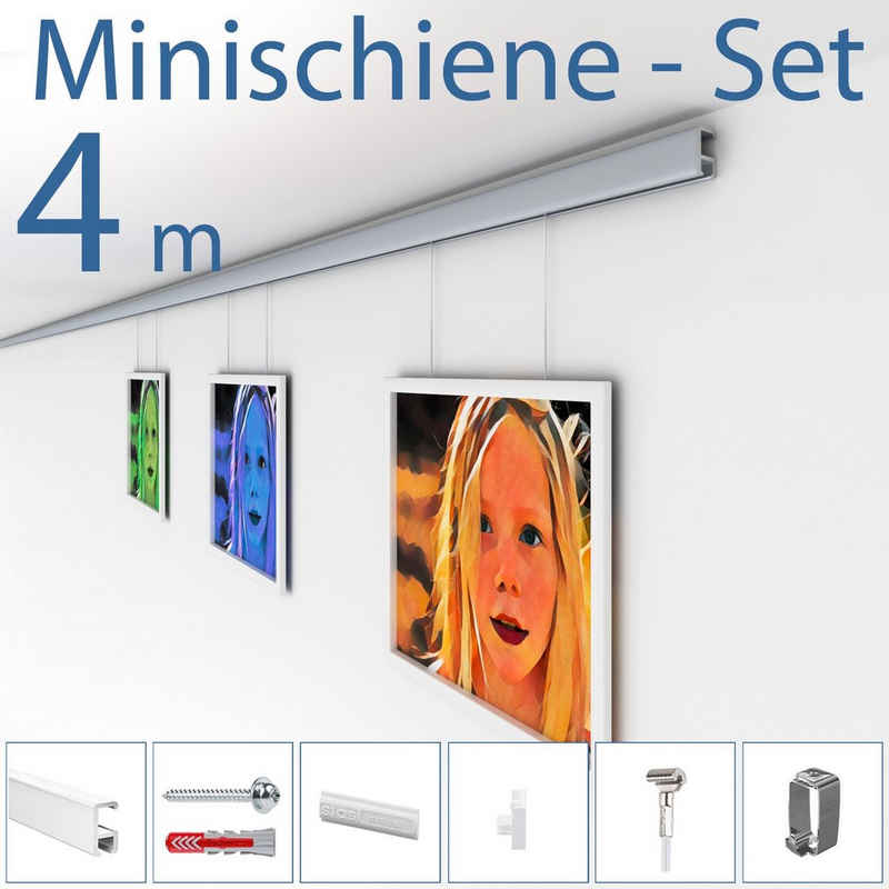 Bilderschienenset »Bilderschienen Komplett-Set minirail - 4 Meter - Seile an jeder Stelle einklickbar«, STRÜSSMANN®