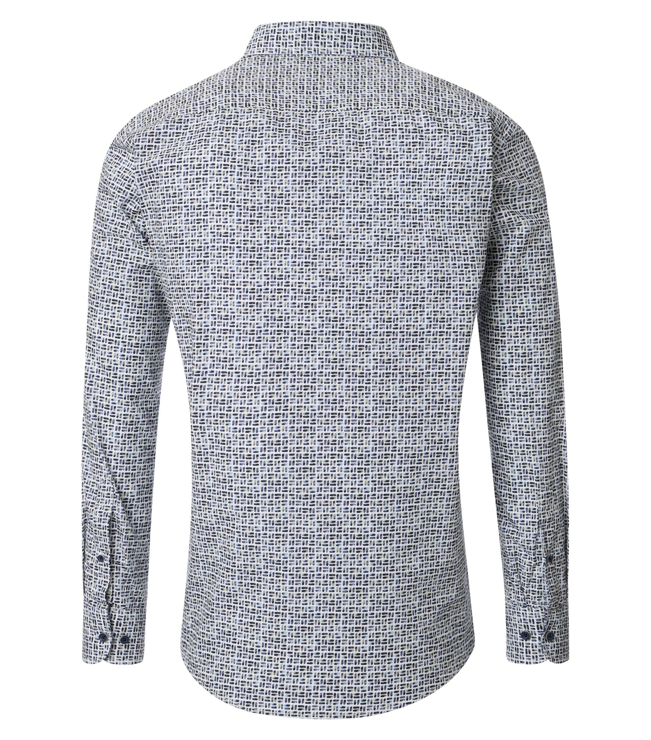CASAMODA Langarmhemd CASAMODA Herren Freizeithemd Langarm Kent Casual Grün gemustert