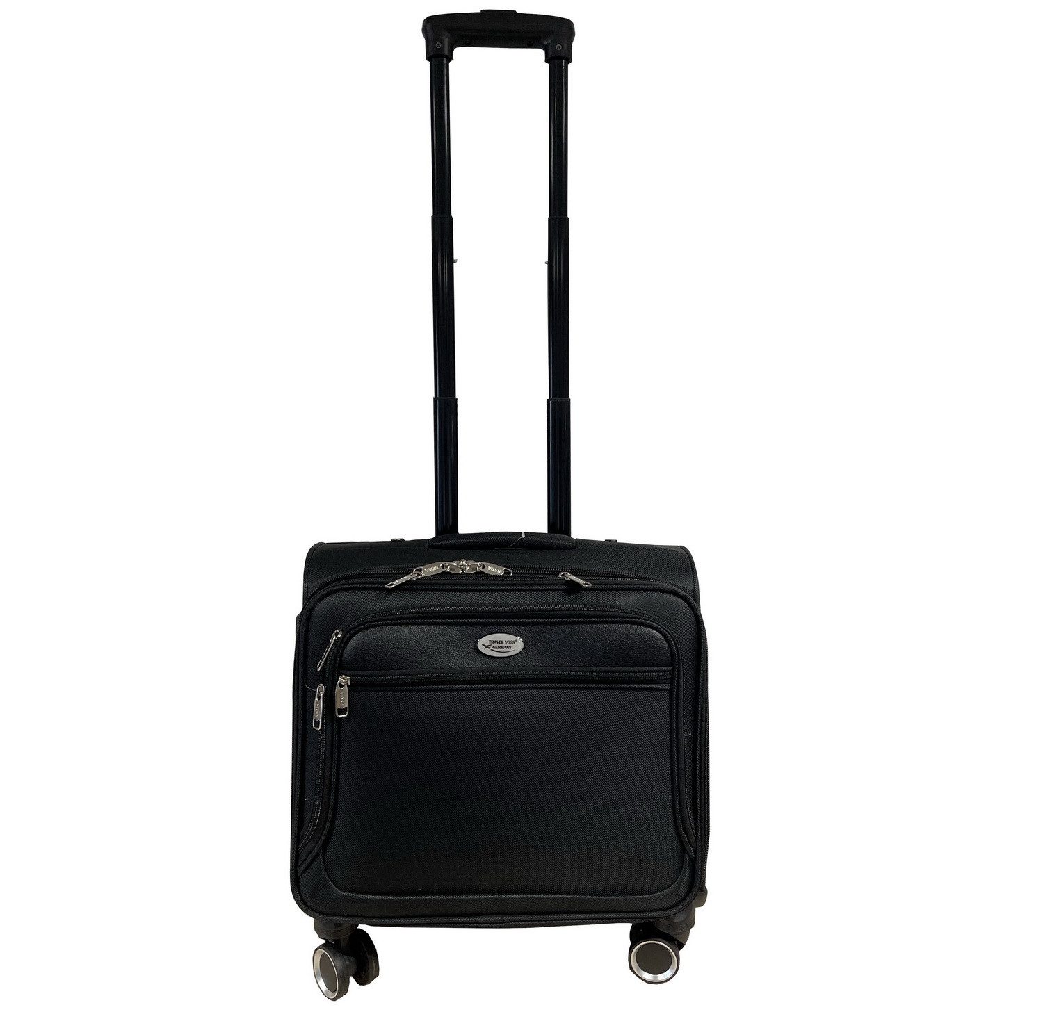 Gustav Voss Pilotenkoffer Handgepäckkoffer mit Rollen Rollkoffer Trolley Aktenkoffer, 4 Rollen, mit Zahlenschloss und Teleskopgriff
