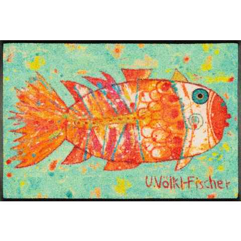 Fußmatte Funky Fish, wash+dry by Kleen-Tex, rechteckig, Höhe: 7 mm, Schmutzfangmatte, rutschhemmend, In- und Outdoor geeignet, waschbar