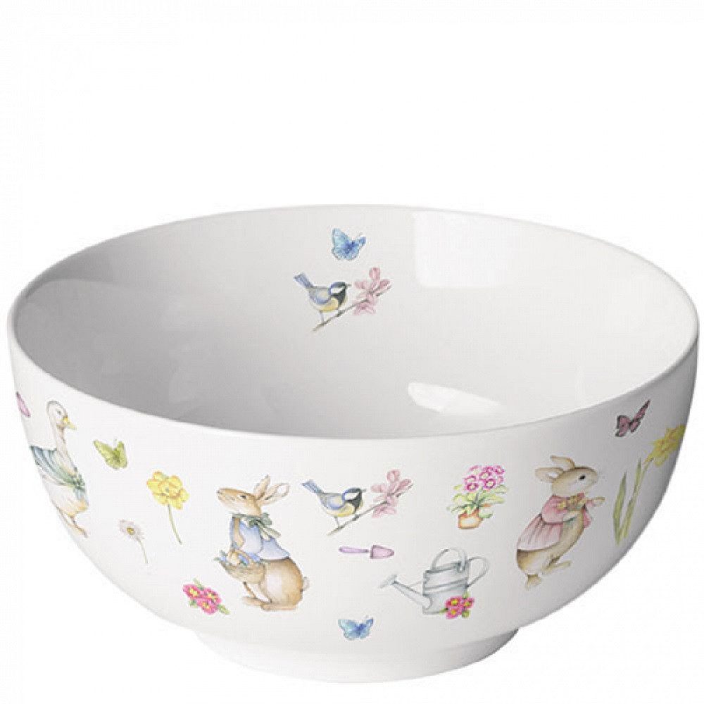 Ambiente Luxury Paper Products Müslischüssel Porzellan Schale, Serviergeschirr, Geschirr, Schalen, Schüssel, Porzellan Schüssel ca, 400 ml, Blumen - Pflanzen, Tiere, Ostern, Hase, Frühling Motiv, (1-tlg), Kollektion, Geschenke, Ideal als Geschenk