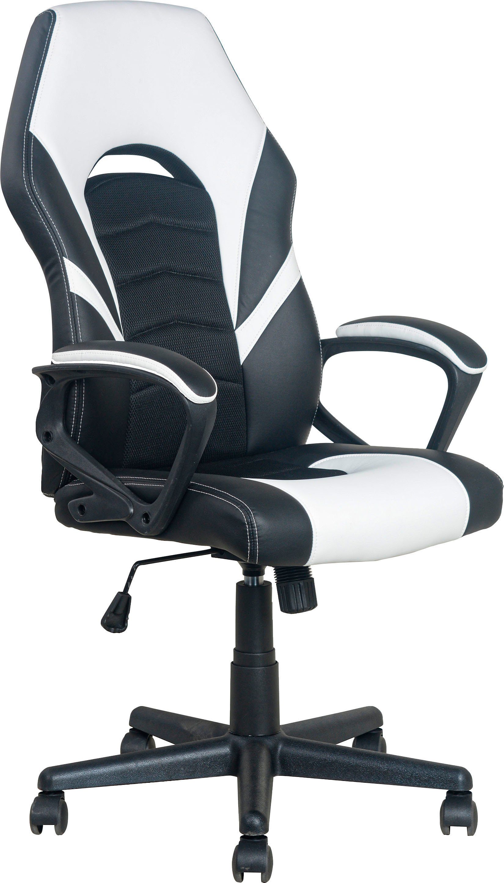 byLIVING Gaming-Stuhl Freeze, verstellbarer Schreibtischstuhl, Wippmechanik mit Härtegradeinstellung schwarz / weiss | schwarz / weiss