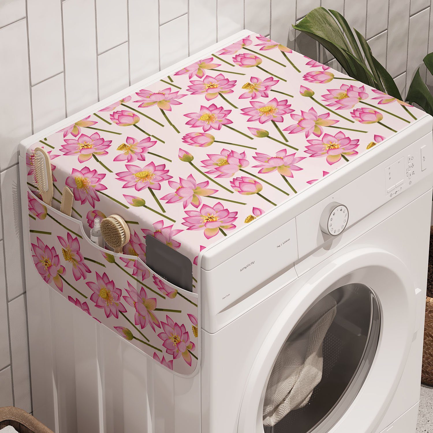 Trockner, und Badorganizer für Frühlingsblume Abakuhaus Lotus Blühende Anti-Rutsch-Stoffabdeckung Waschmaschine