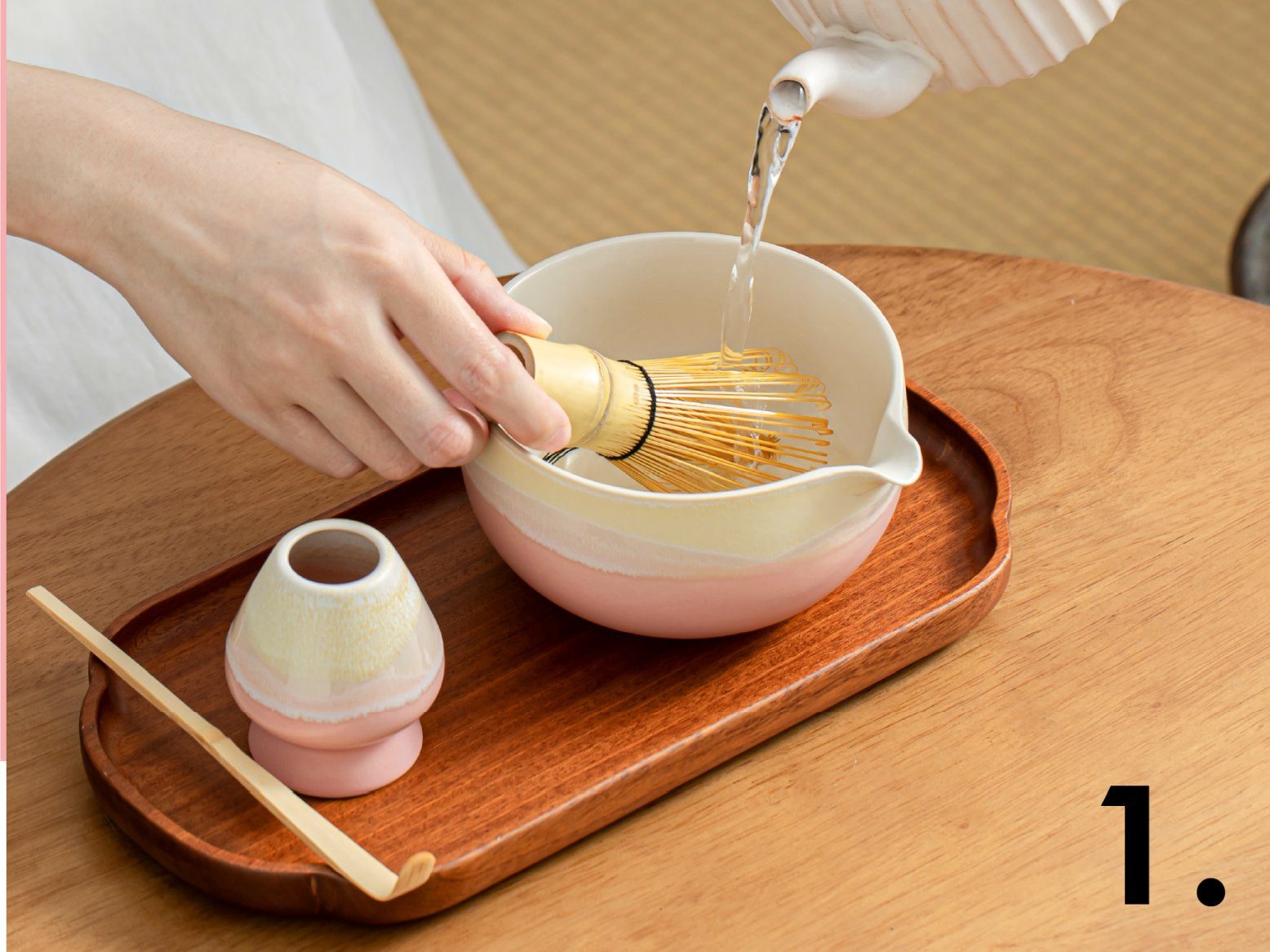 Goodwei Teeservice Matcha-Set "Fuji Pink" (4-tlg), 1 Personen, Keramik, handgearbeitet