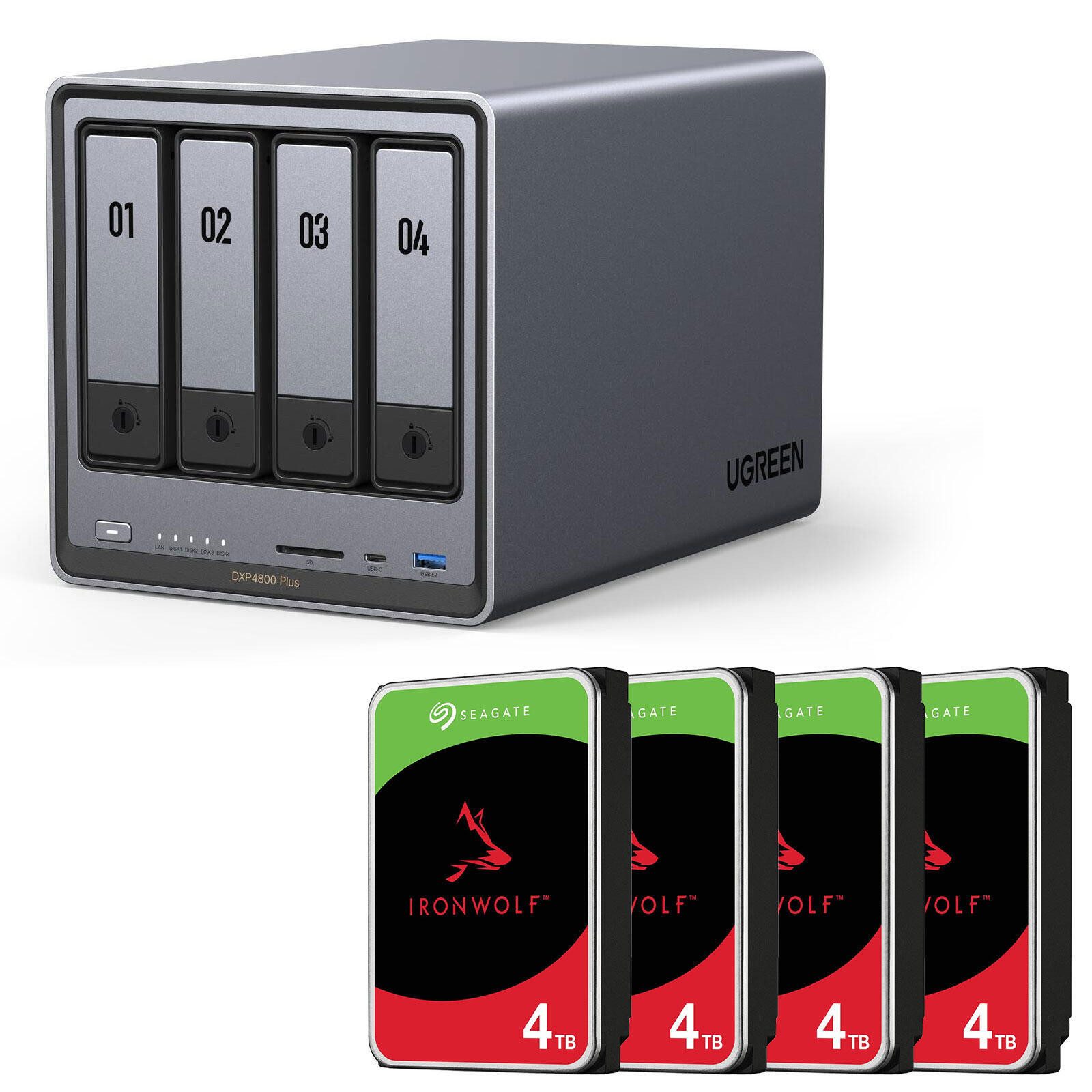 UGREEN Ugreen NASync DXP4800 Plus & 4x SEAGATE ST4000VN00 HDD-NAS-Festplatte