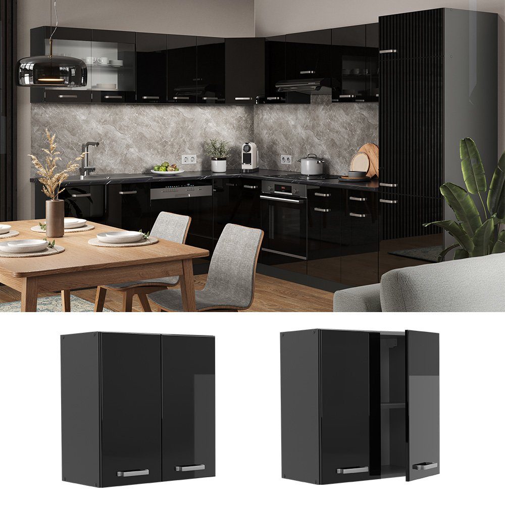 Vicco Hängeschrank R-Line, Schwarz Hochglanz/Anthrazit, 60 günstig online kaufen